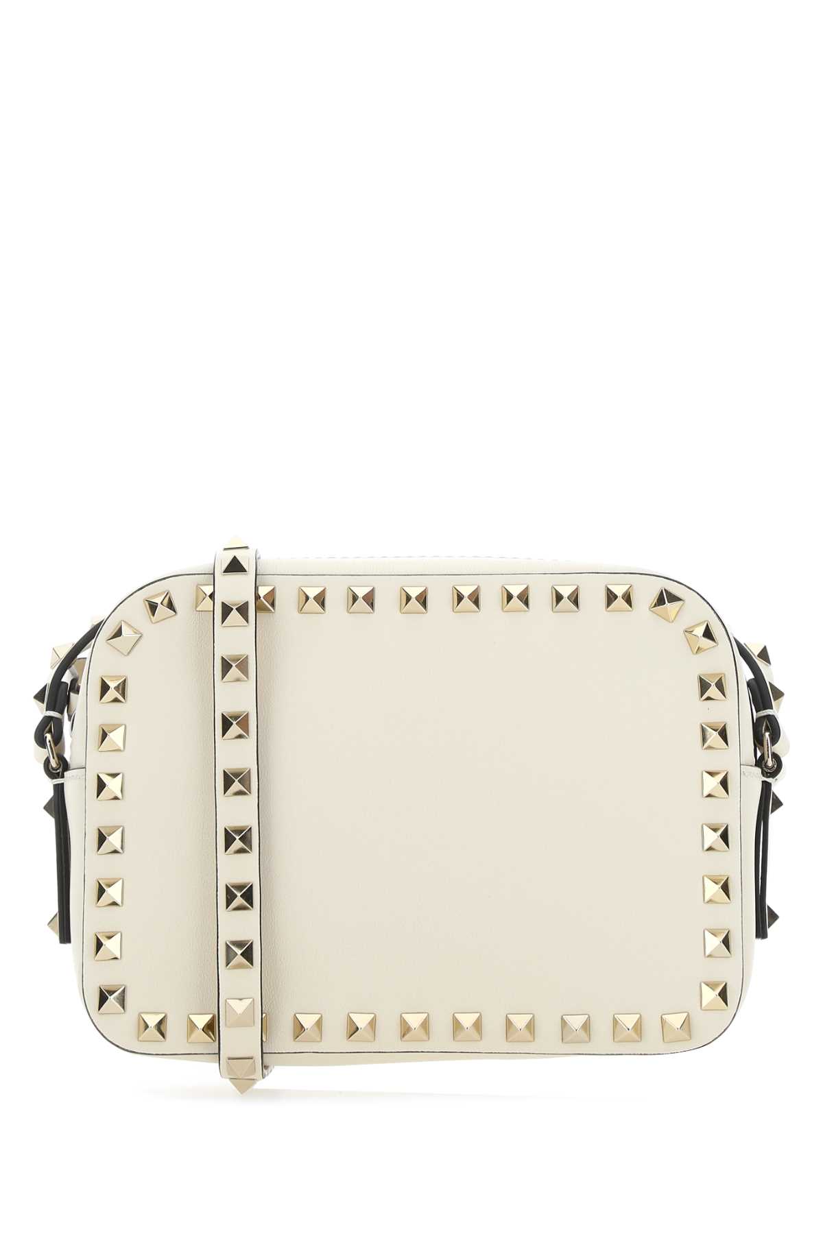 Shop Valentino Ivory Leather Small Rockstud Crossbody Bag In Lightivory