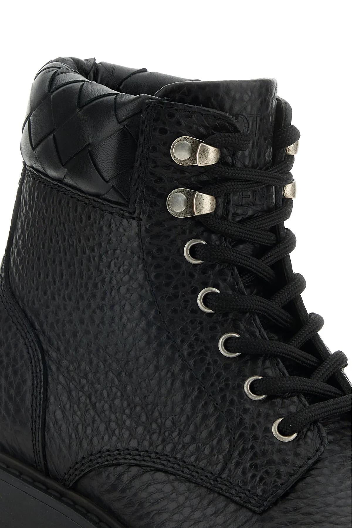 Shop Bottega Veneta Black Leather Haddock Ankle Boots In Nero