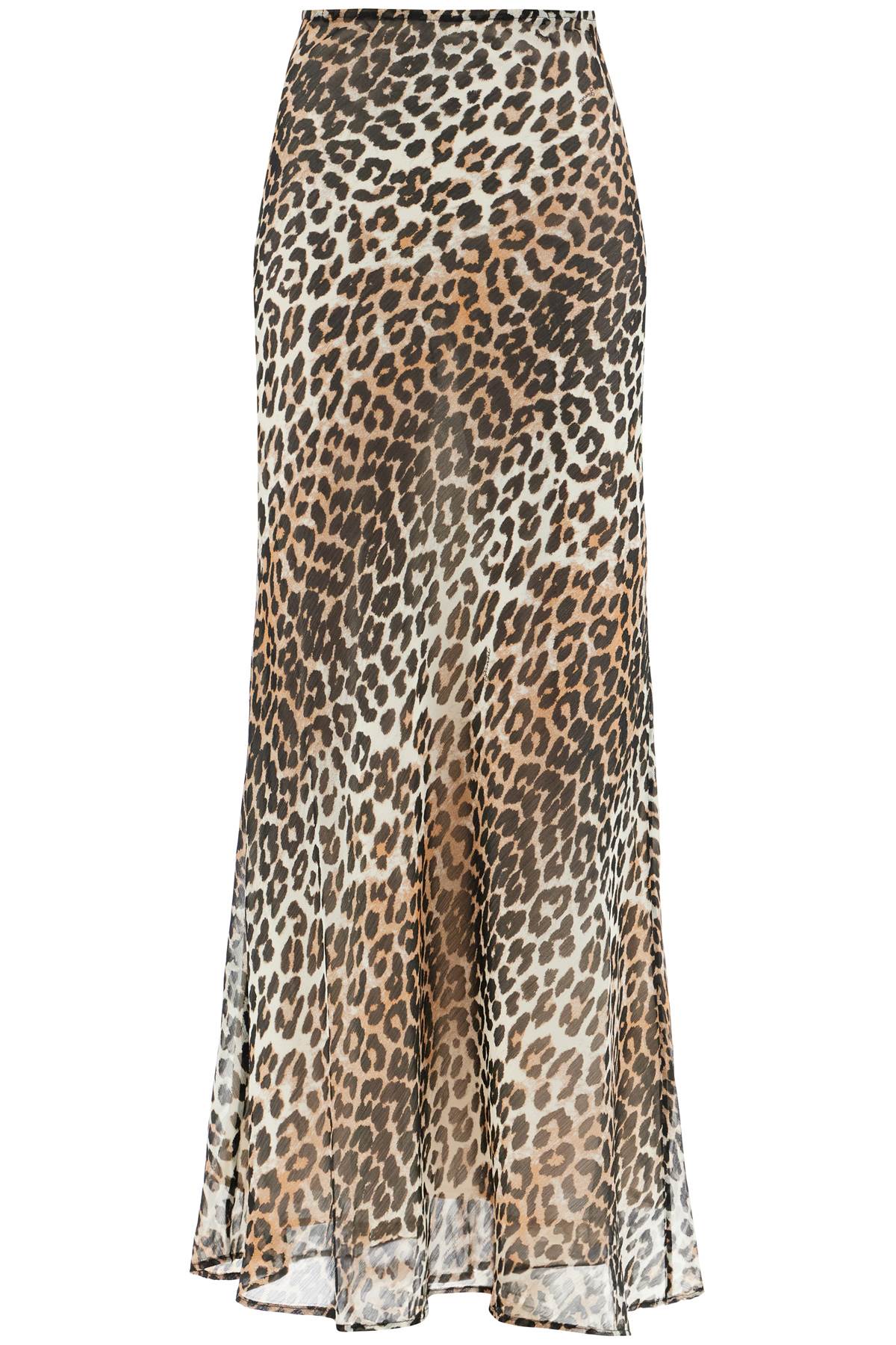 Long Chiffon Animal Print Maxi Skirt