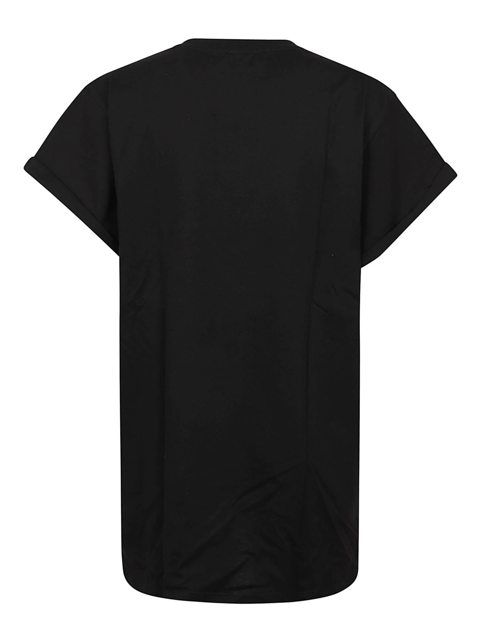 Shop Pinko Telesto T-shirt Jersey Cotone In Nero Fuxia