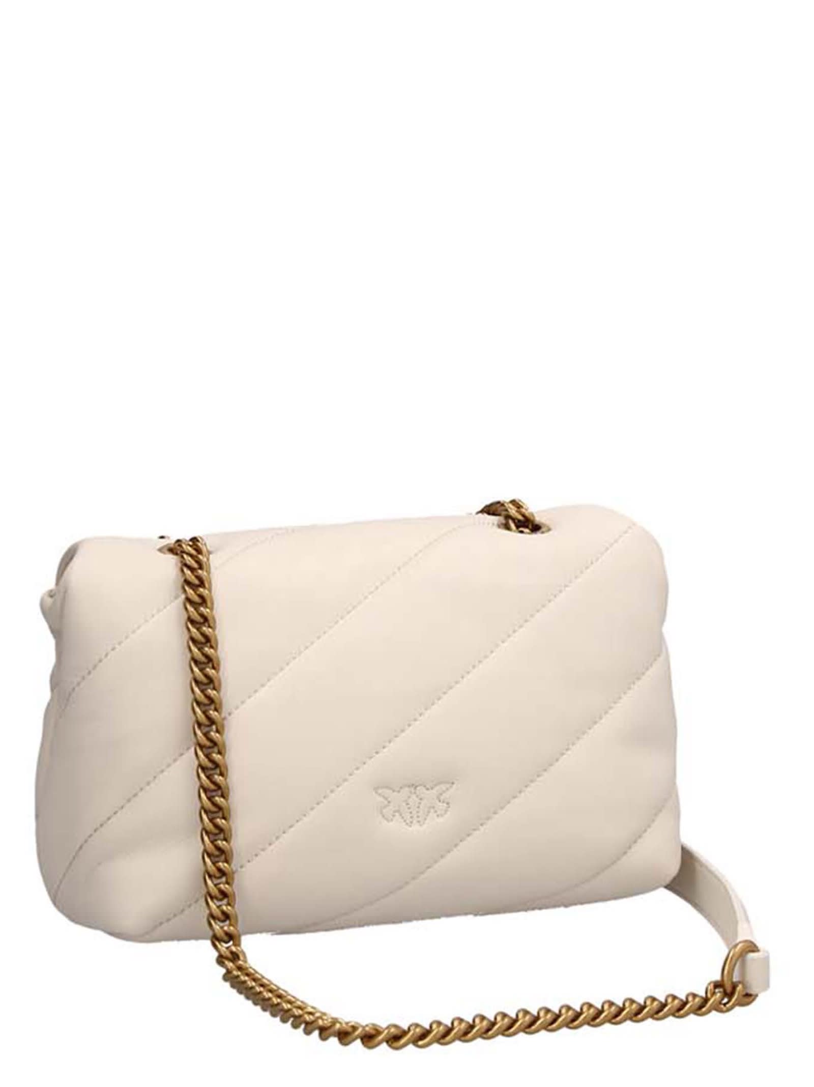 Shop Pinko Love Mini Puff Crossbody Bag In White