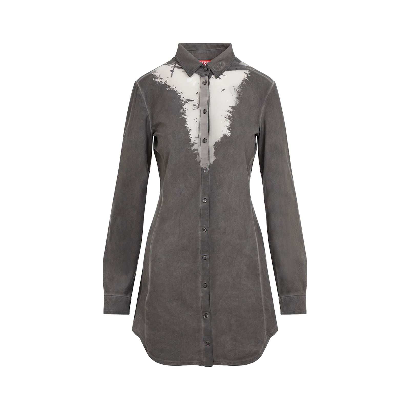 Diesel Abstract Print Asymmetric Hem Dress In Smoke Grey