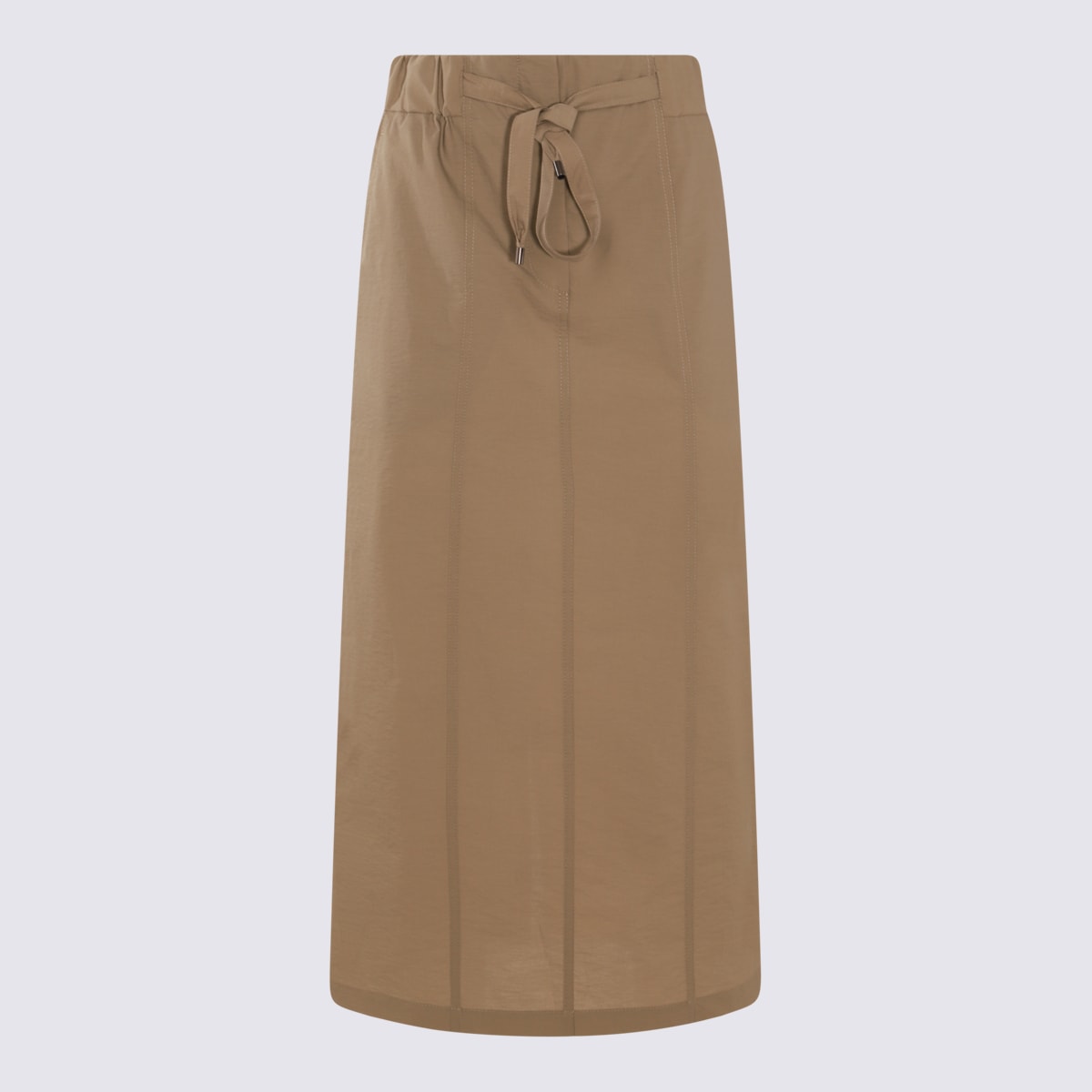 Shop Brunello Cucinelli Light Brown Cotton Blend Skirt In Green