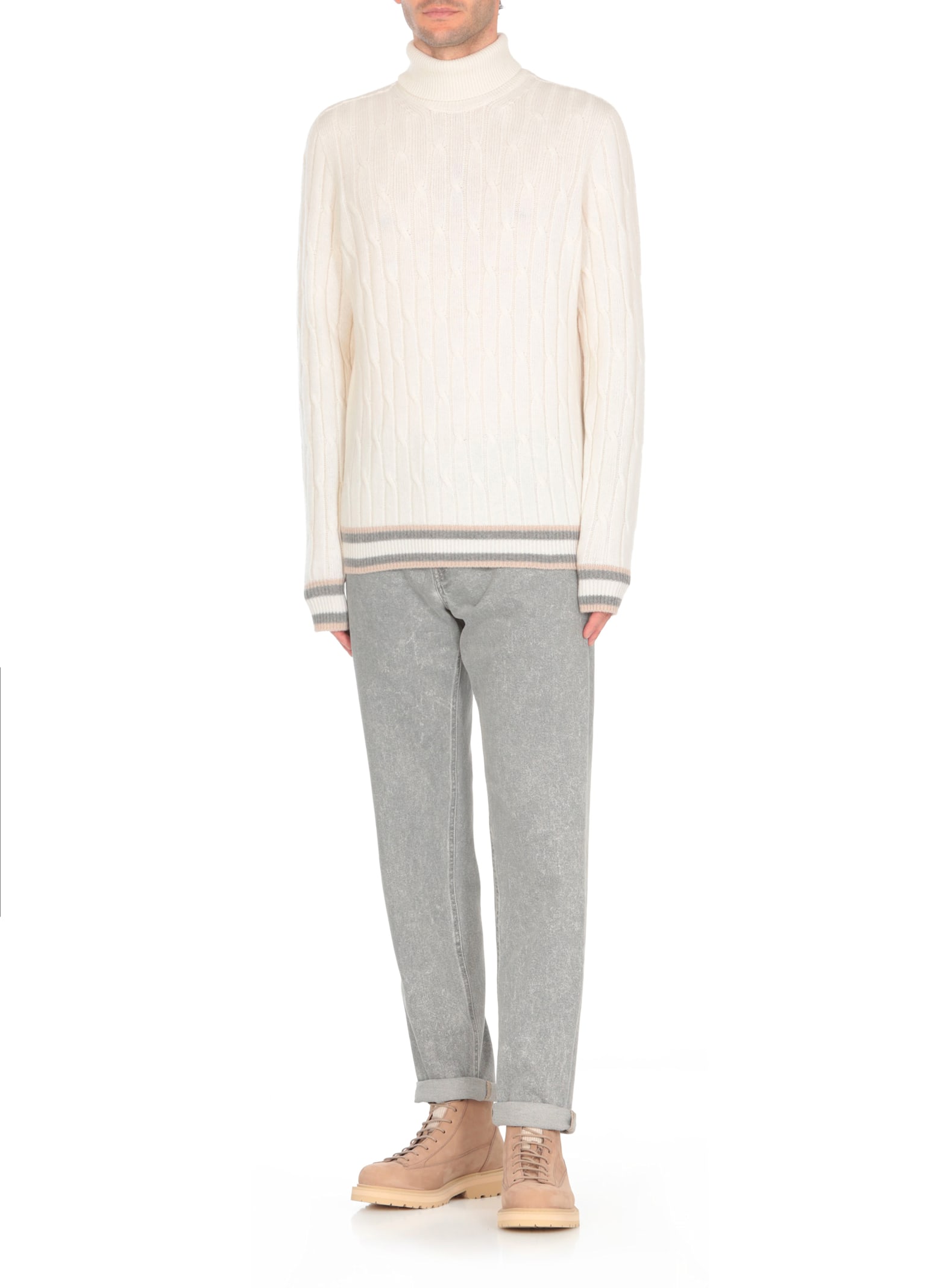 Shop Peserico Wool Sweater In White