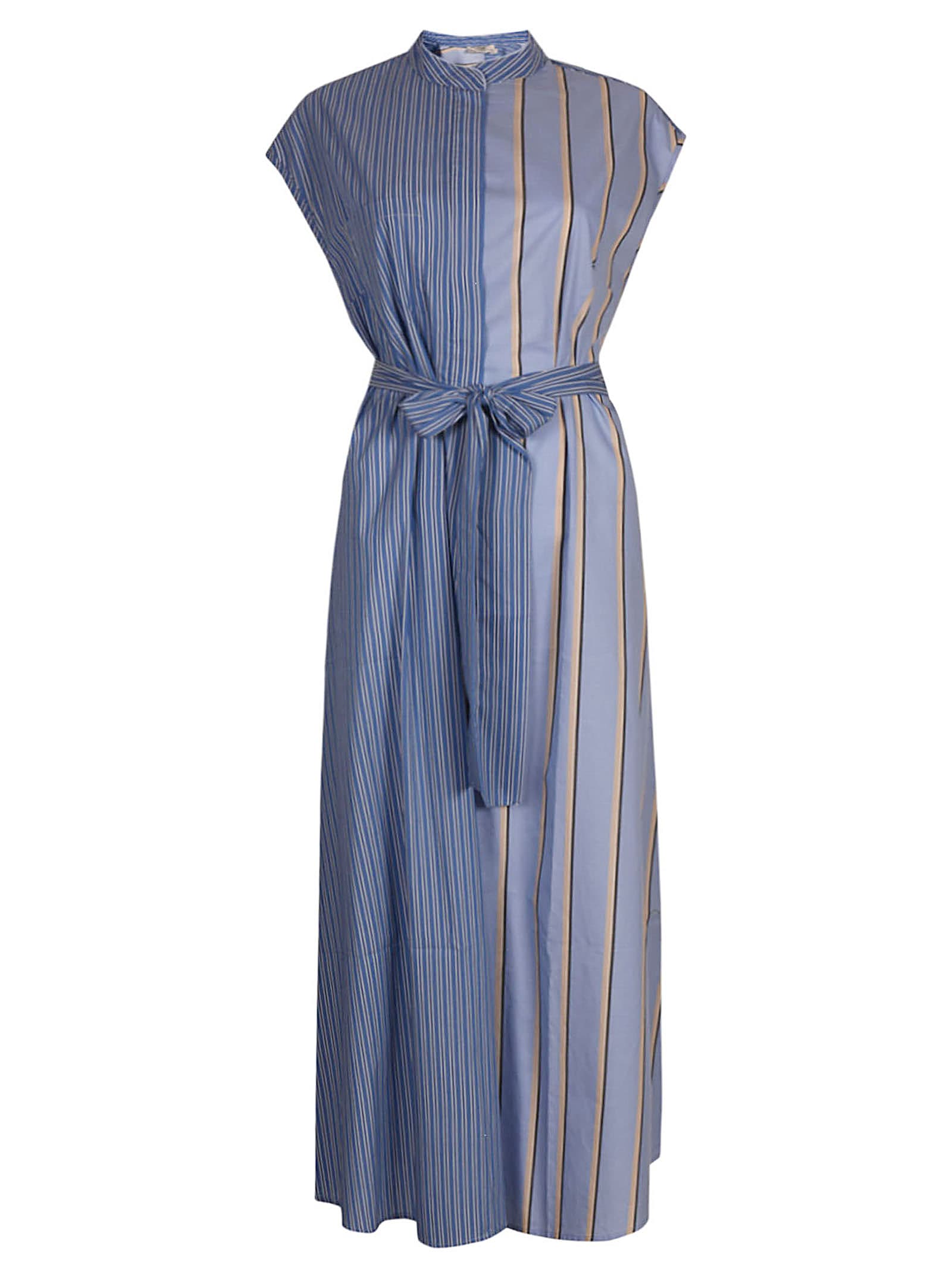 Devotion Tie-waist Stripe Detail Sleeveless Dress
