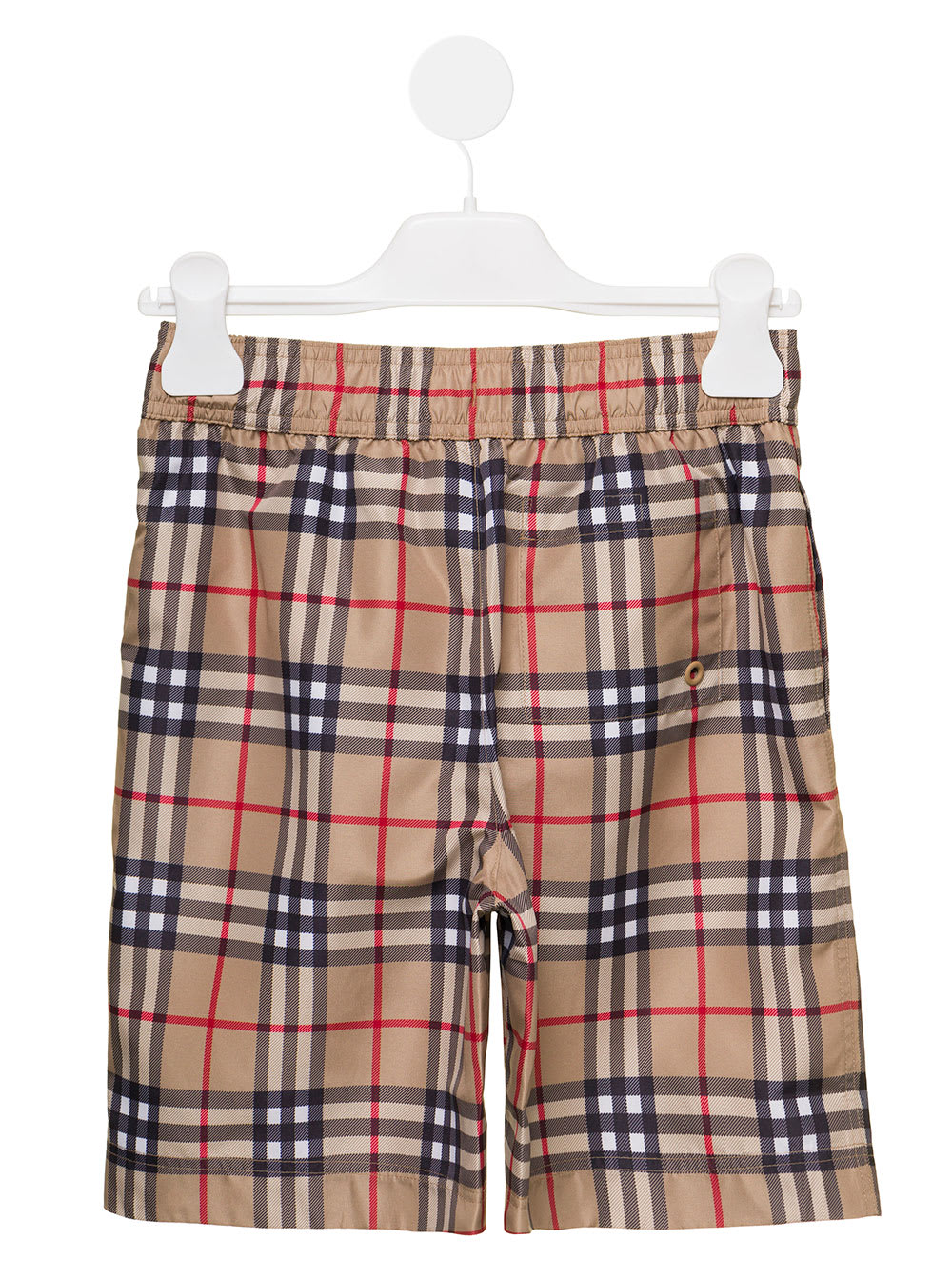 Burberry Malcom Multicolor Swim Shorts With Vintage Check Print In Polyester Boy  Kids In Beige