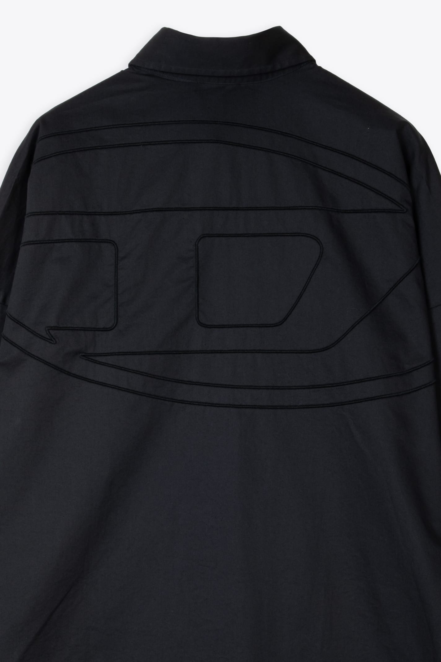 Shop Diesel S-limo-logo Camicia Black Cotton Oversized Shirt With Oval-d Logo - S Limo Logo In Nero