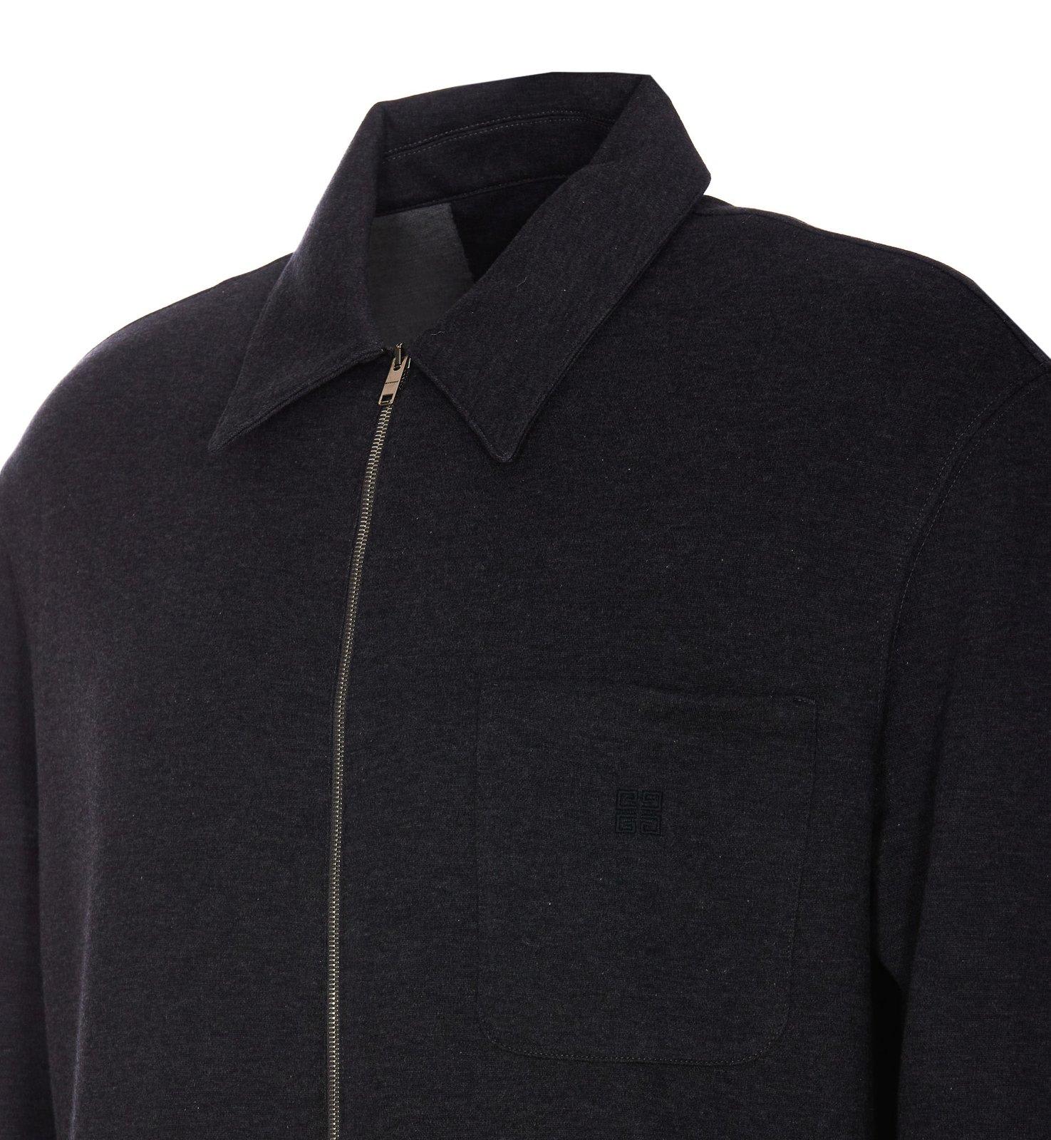 Shop Givenchy Zip-up Long-sleeved Shirt In Grey