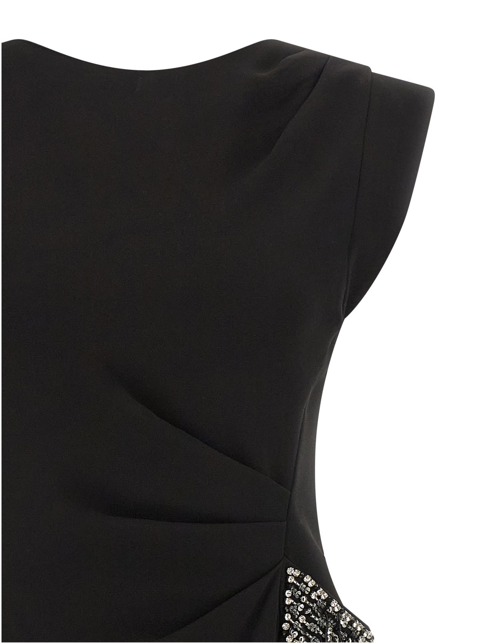 Pinko Midi Sleeveless Dress With Side Split And Sequins In Black