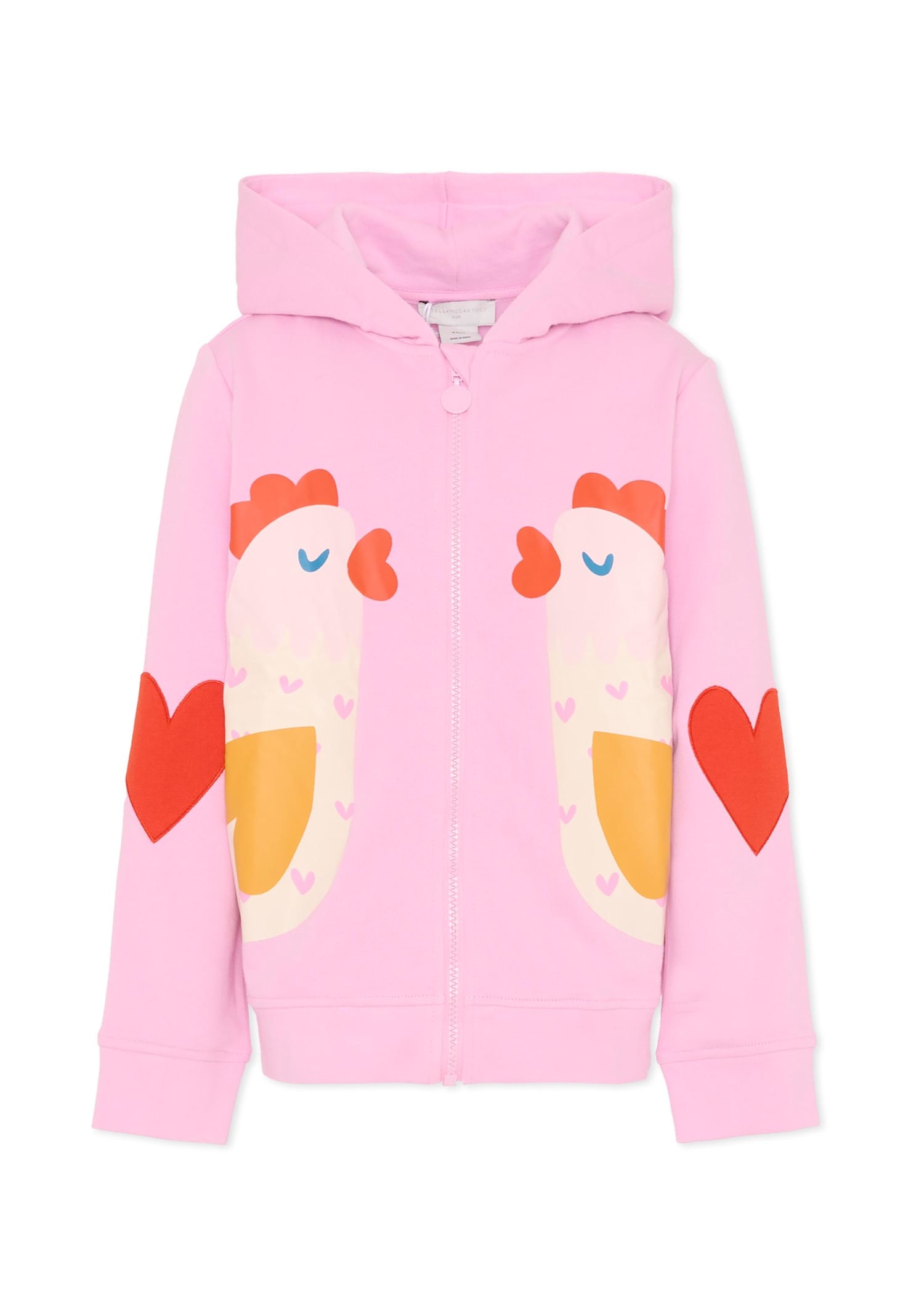 Stella Mccartney Pink Sweatshirt For Girl With Hens In Pink