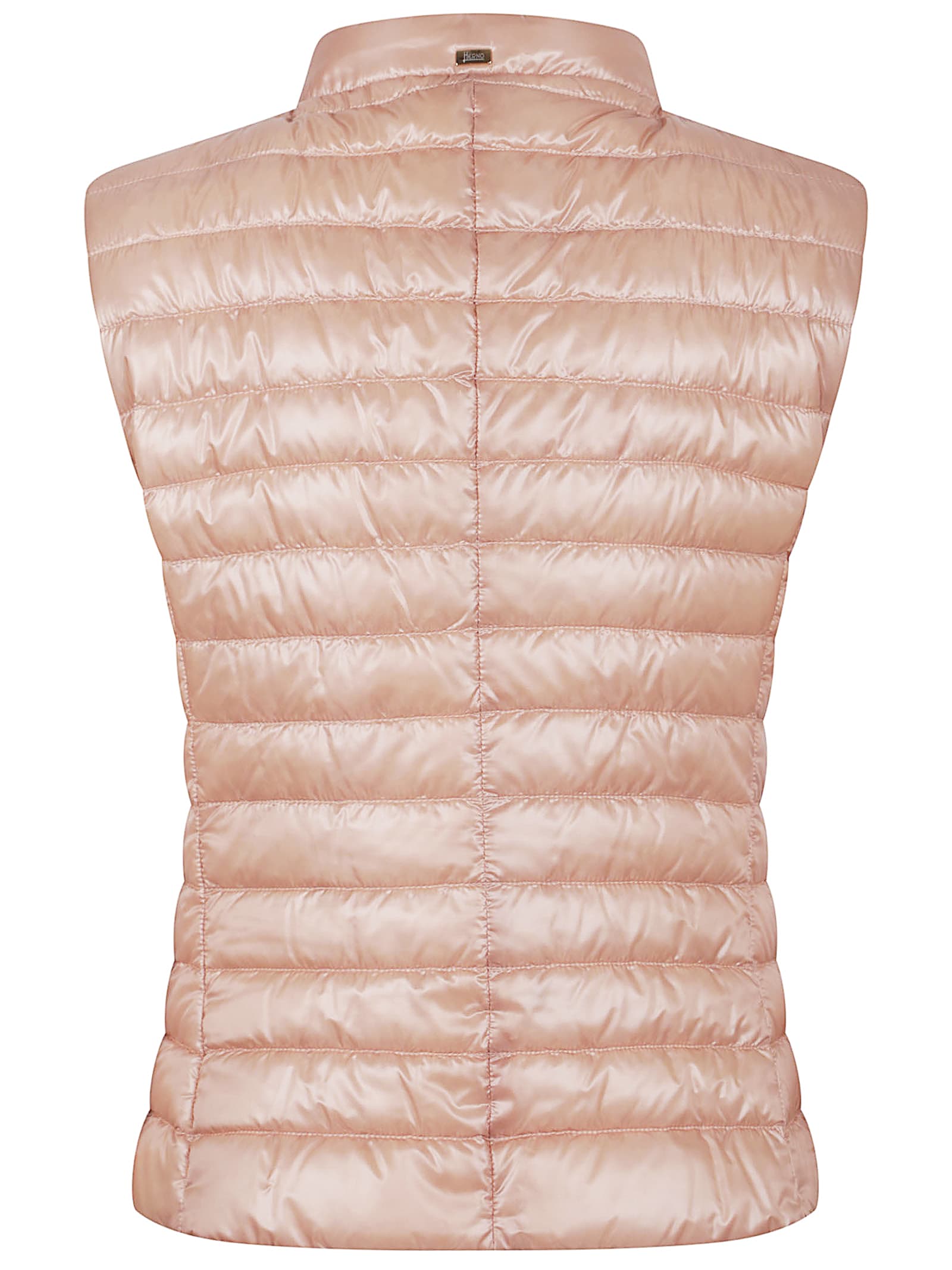 Herno Quilted Sleeveless Lightweight High Collar Jacket In Rosa