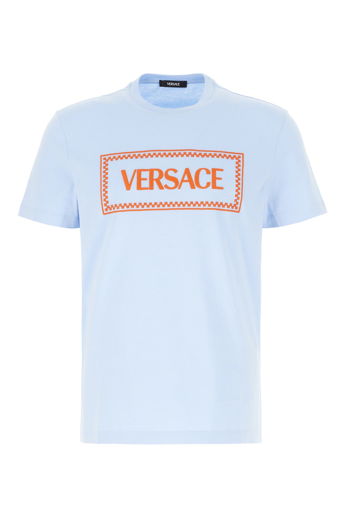 Shop Versace Light Blue Cotton T-shirt In Blue Hydrangea