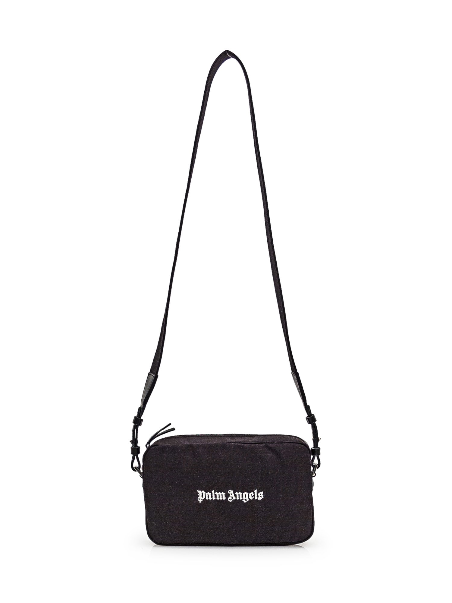 Shop Palm Angels Camera Case Bag With Logo In Black-white
