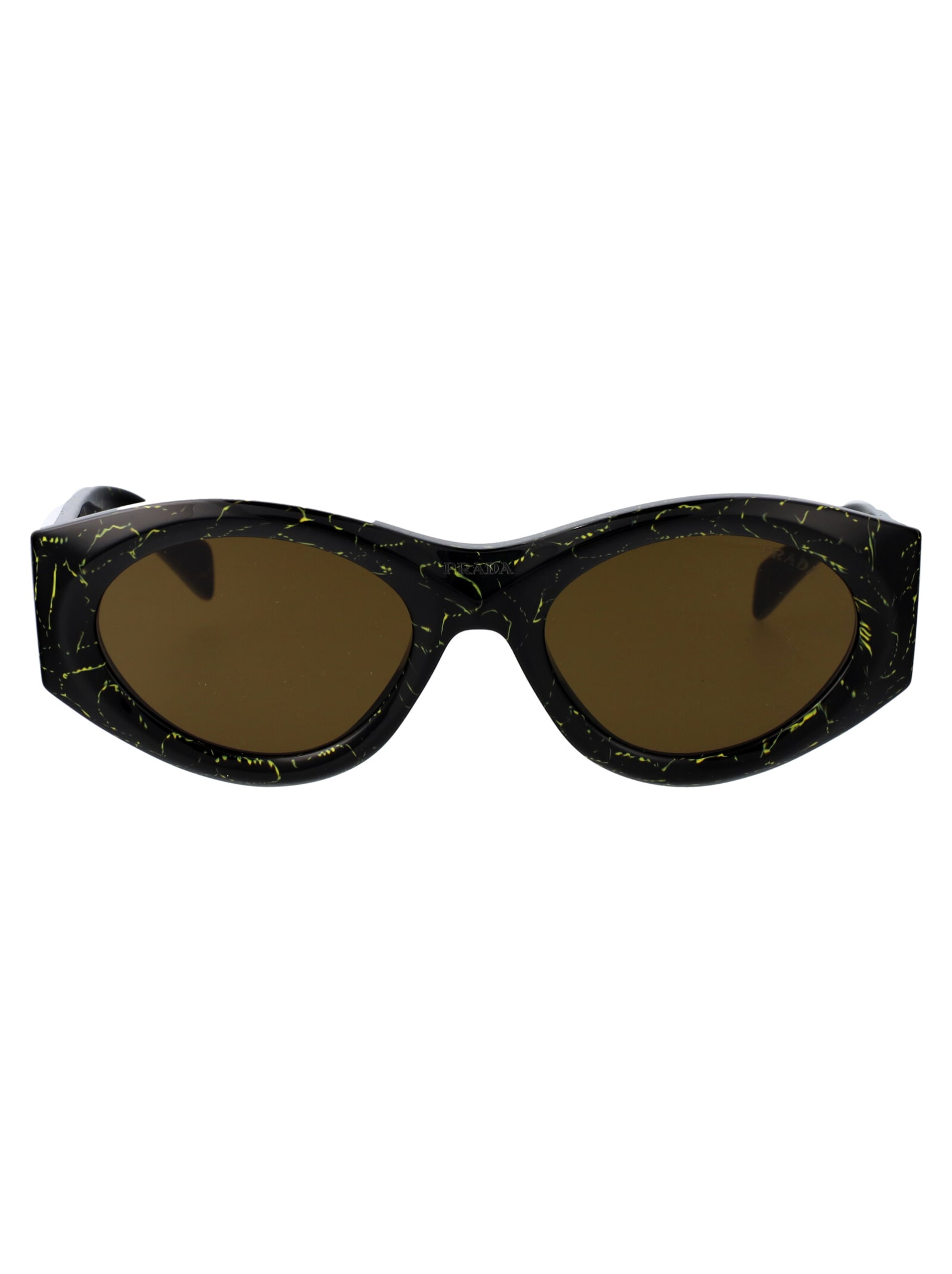 Shop Prada 0pr 20zs Sunglasses In 19d01t Black Yellow Marble