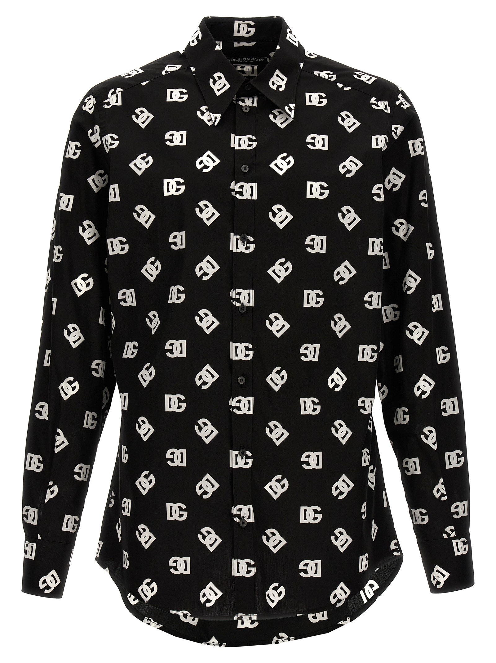 Shop Dolce & Gabbana Logo Print Shirt In White/black