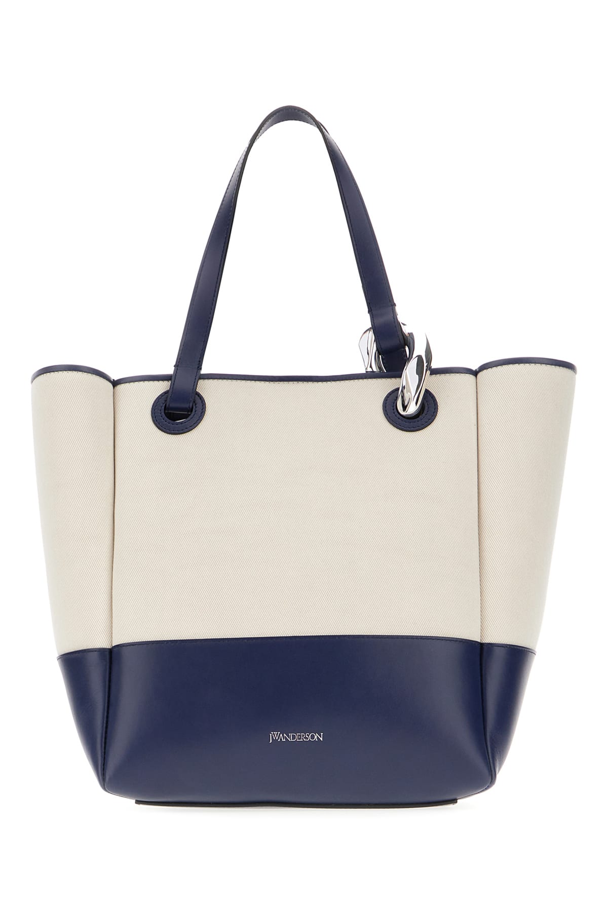 Jw Anderson Two-tone Canvas And Leather Corner Shopping Bag In Neutral