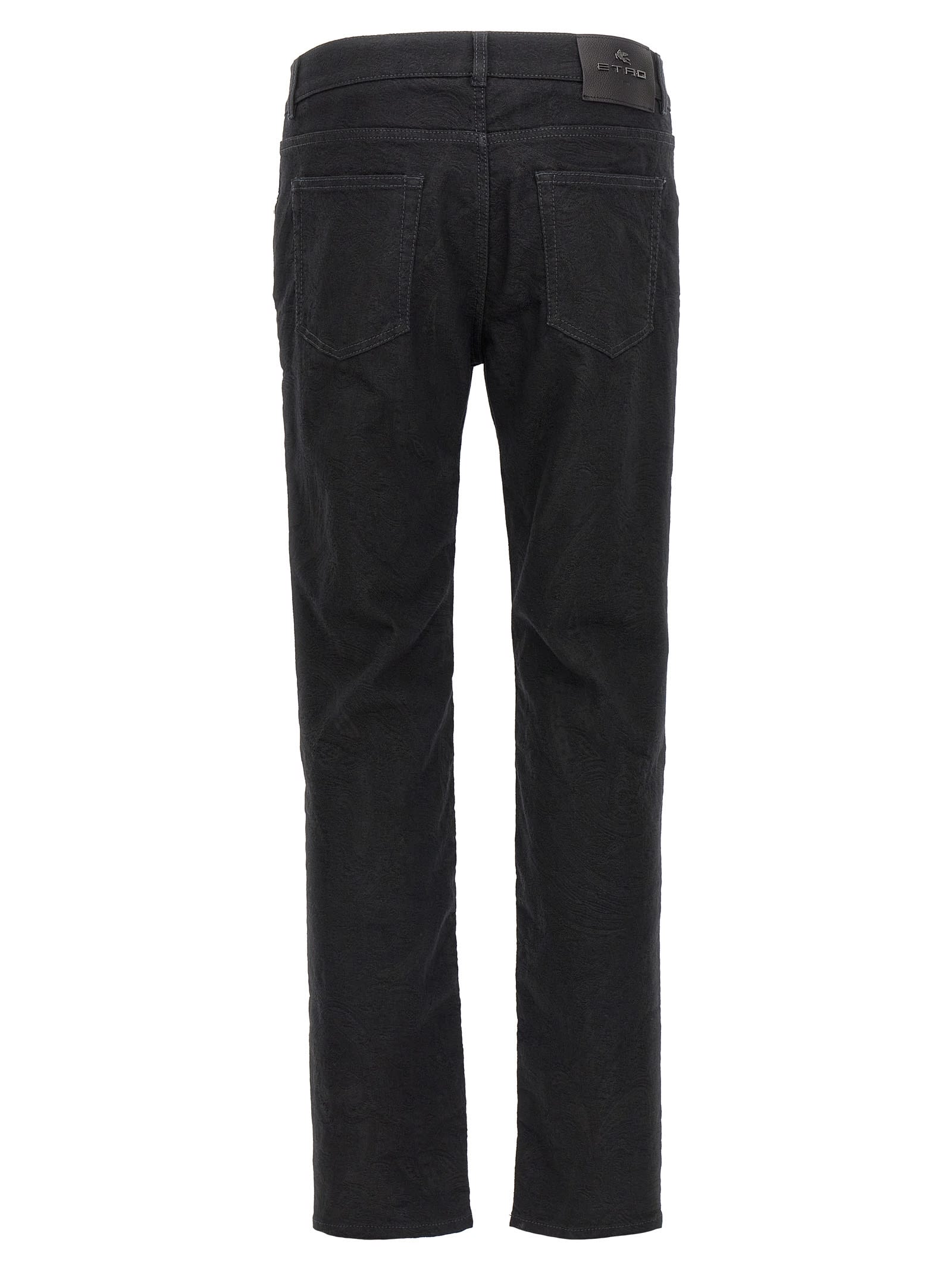 Etro Black Jacquard Jeans In Black
