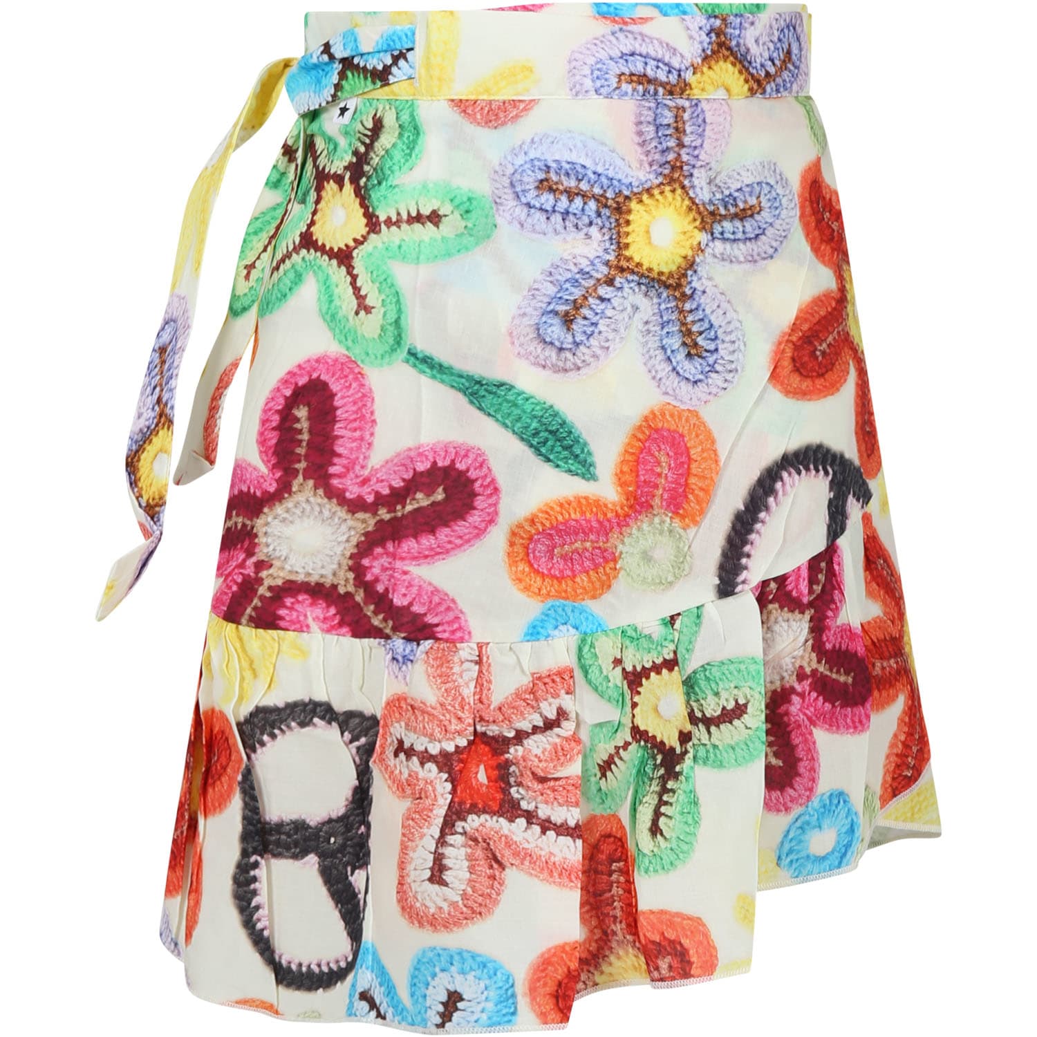 Molo Kids' Yellow Swimsuit Cover-up For Girl With Flowers Print In Multicolor