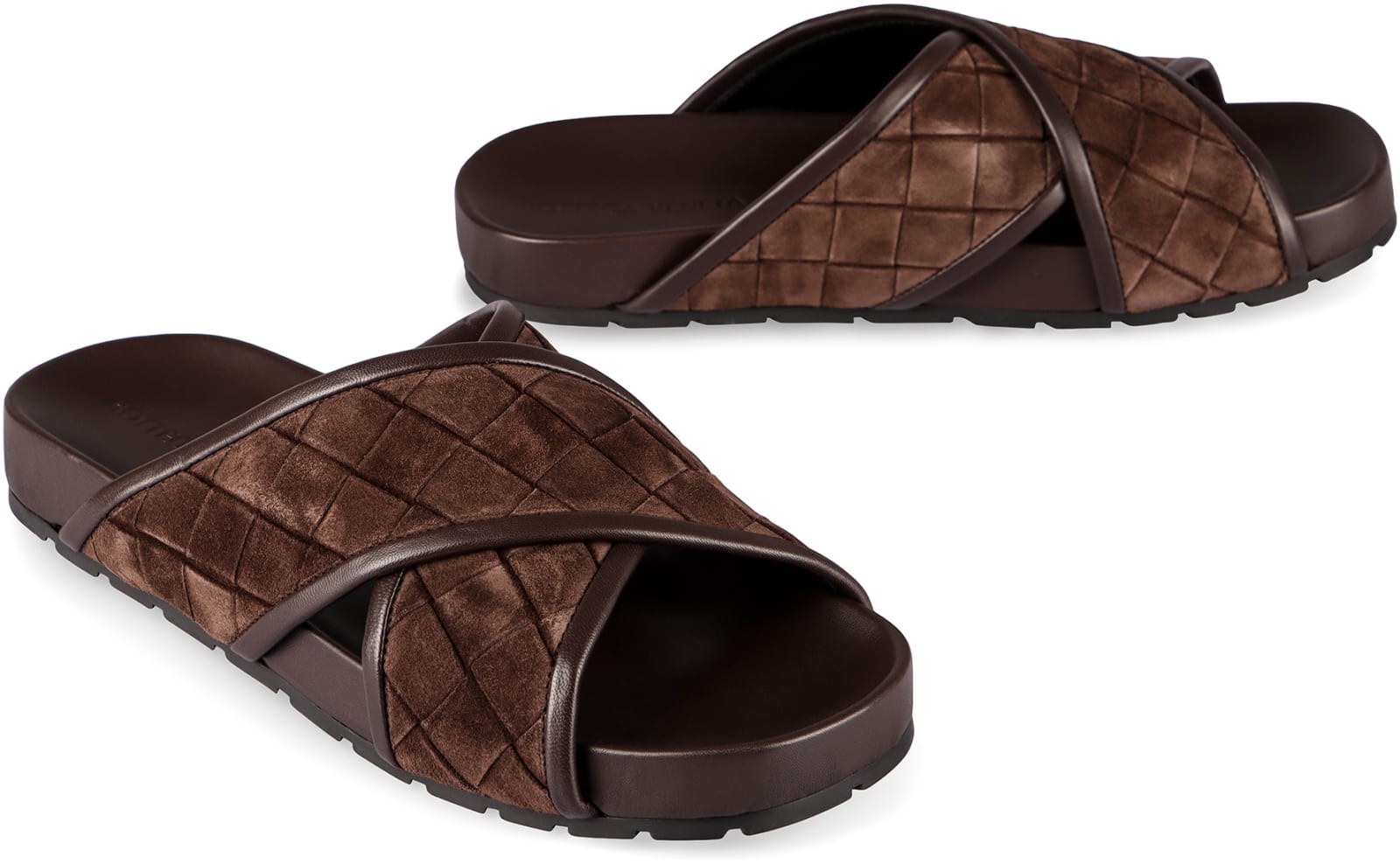 BOTTEGA VENETA TARIK LEATHER AND RUBBER SLIDES