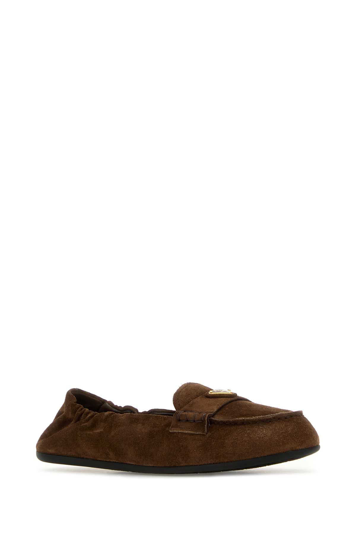 Prada Suede Loafers In Ecru