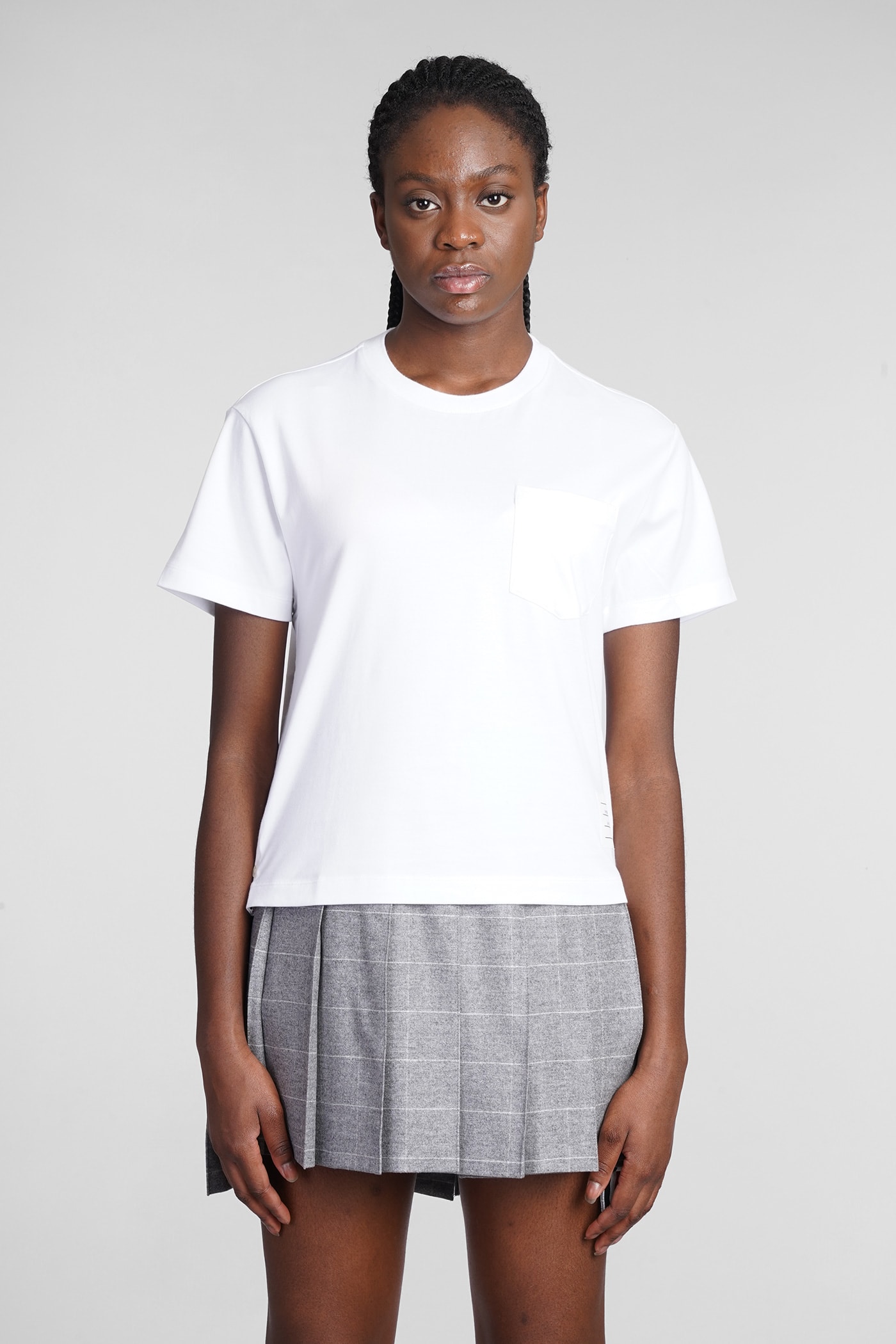 THOM BROWNE T-SHIRT IN WHITE COTTON
