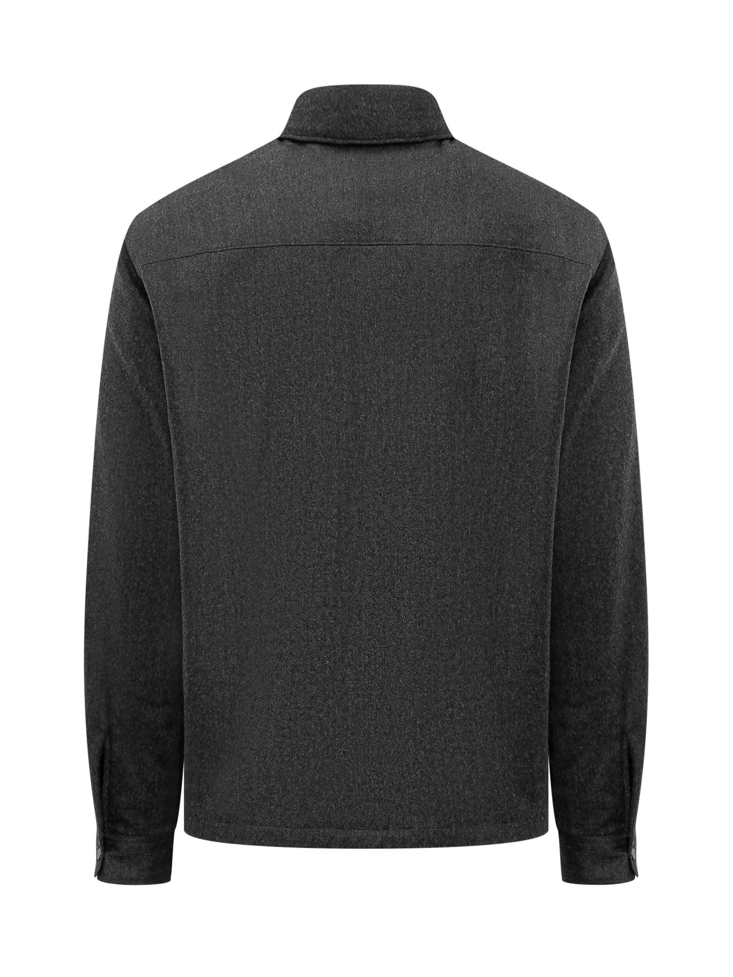 Shop Zegna Wool Shirt In Grigio Antracite