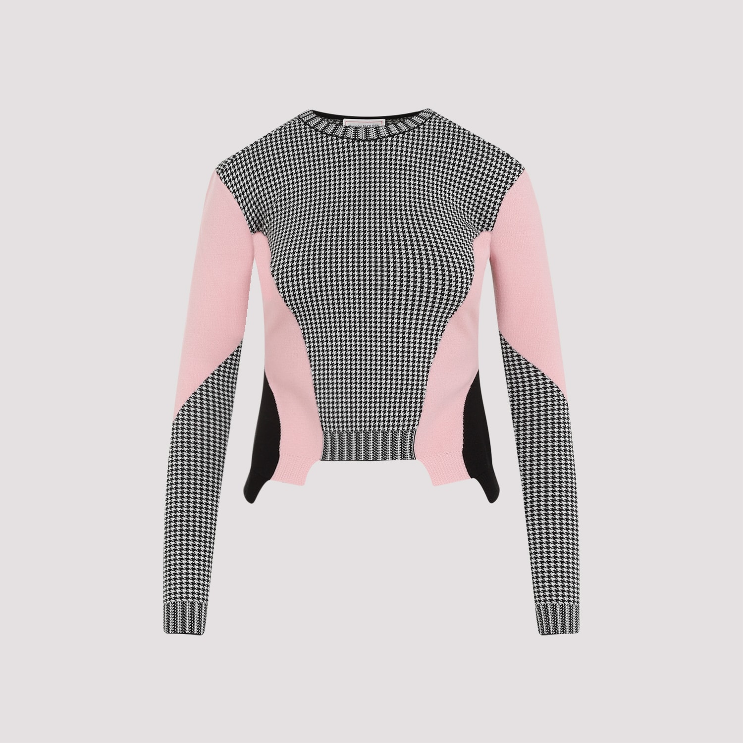 Shop Alexander Mcqueen Wool Pullover In Black White Pink