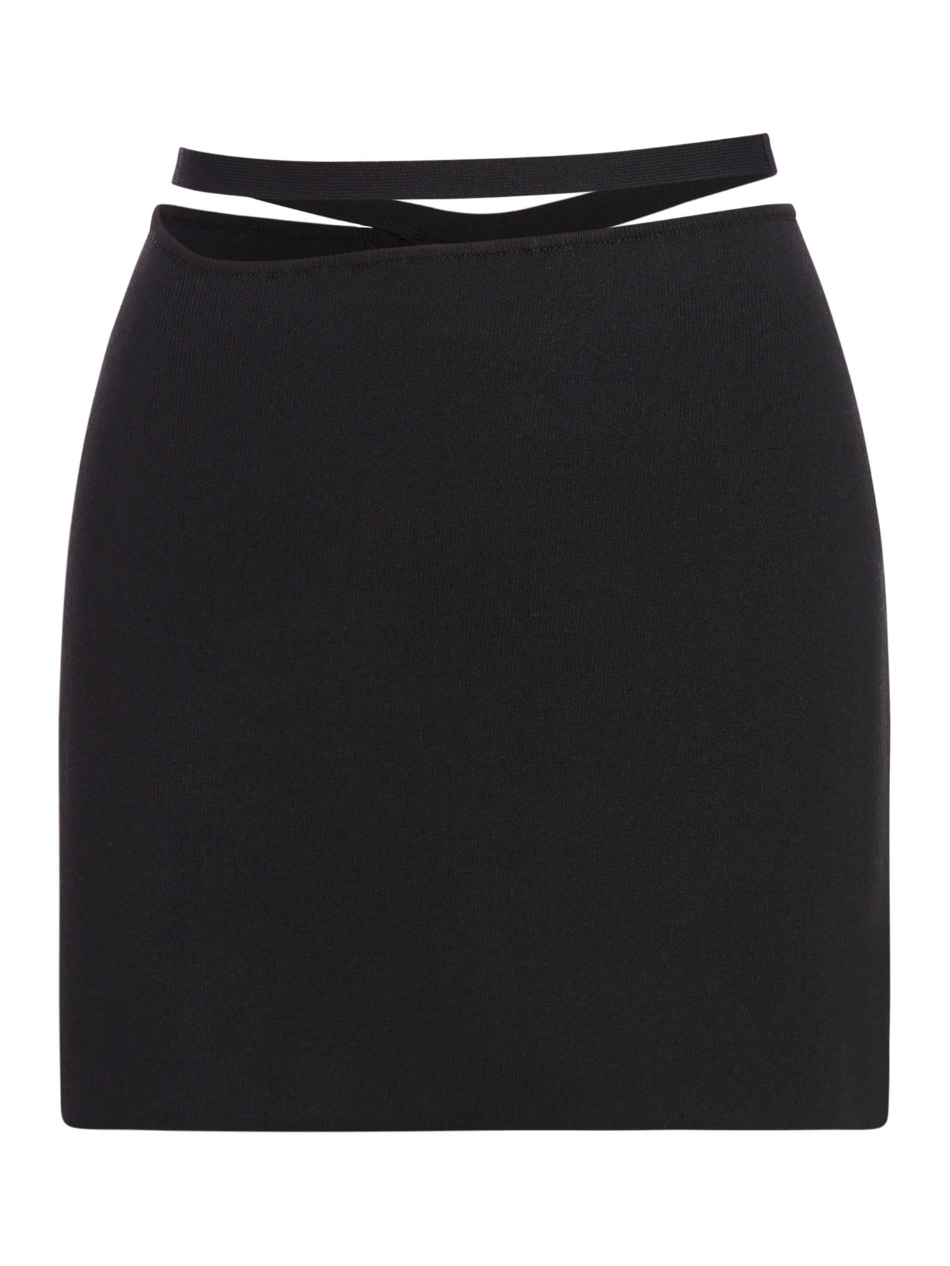 Shop Andreädamo Stretch Knit Mini Skirt With Cut-out Bel In Black