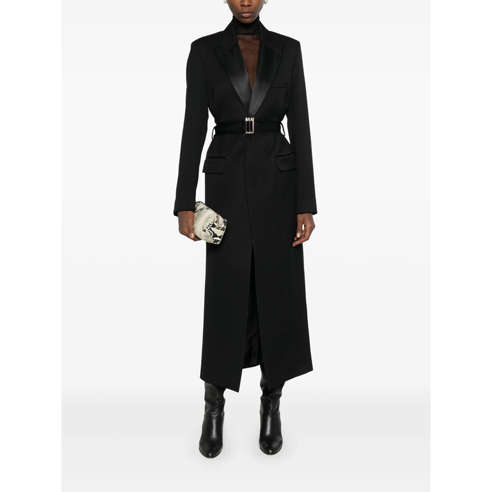 Victoria Beckham Shawl-lapel Slit Coat In Black