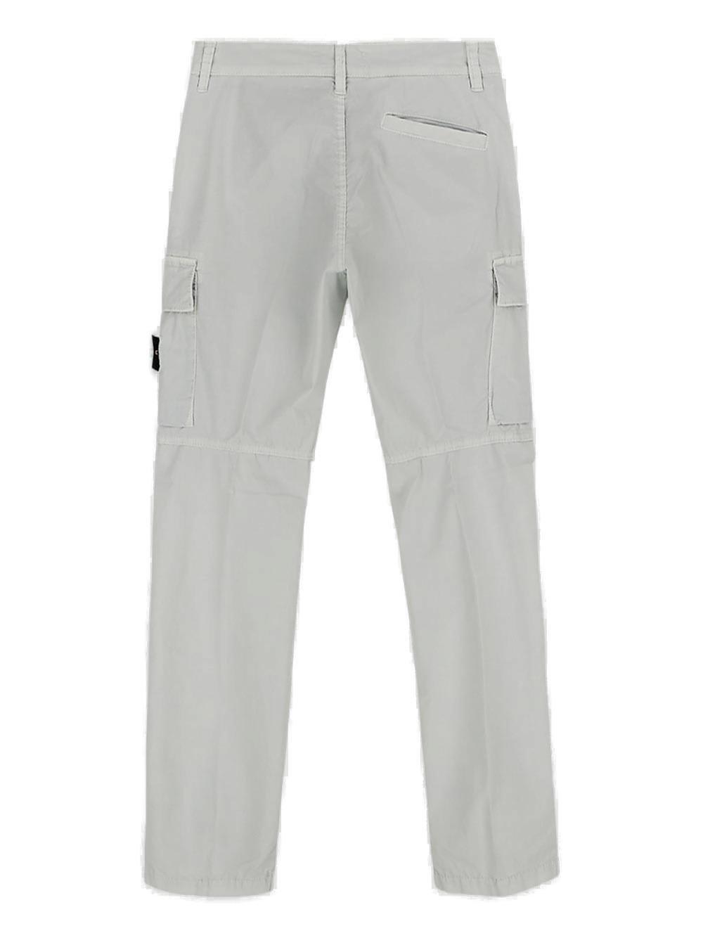Shop Stone Island Compass-patch Straight-leg Cargo Trousers In Grigio