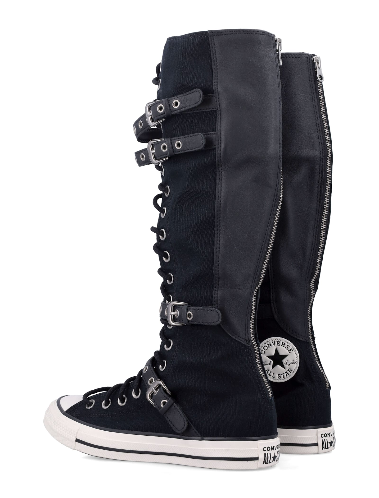 Converse Chuck Taylor Xxhi Leather Strap Sneakers In Black