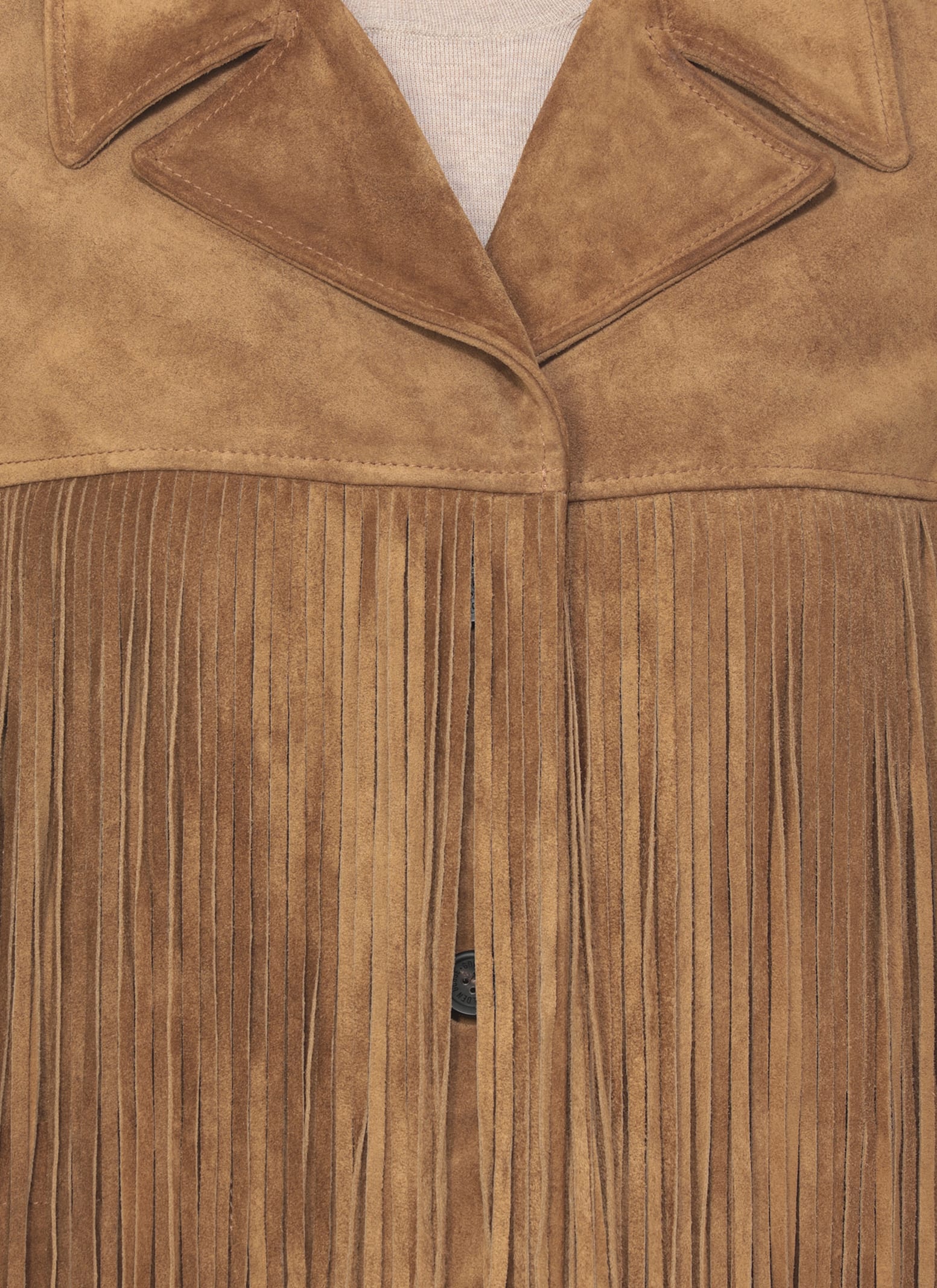 Golden Goose Tobacco Suede Fringe Jacket In Brown