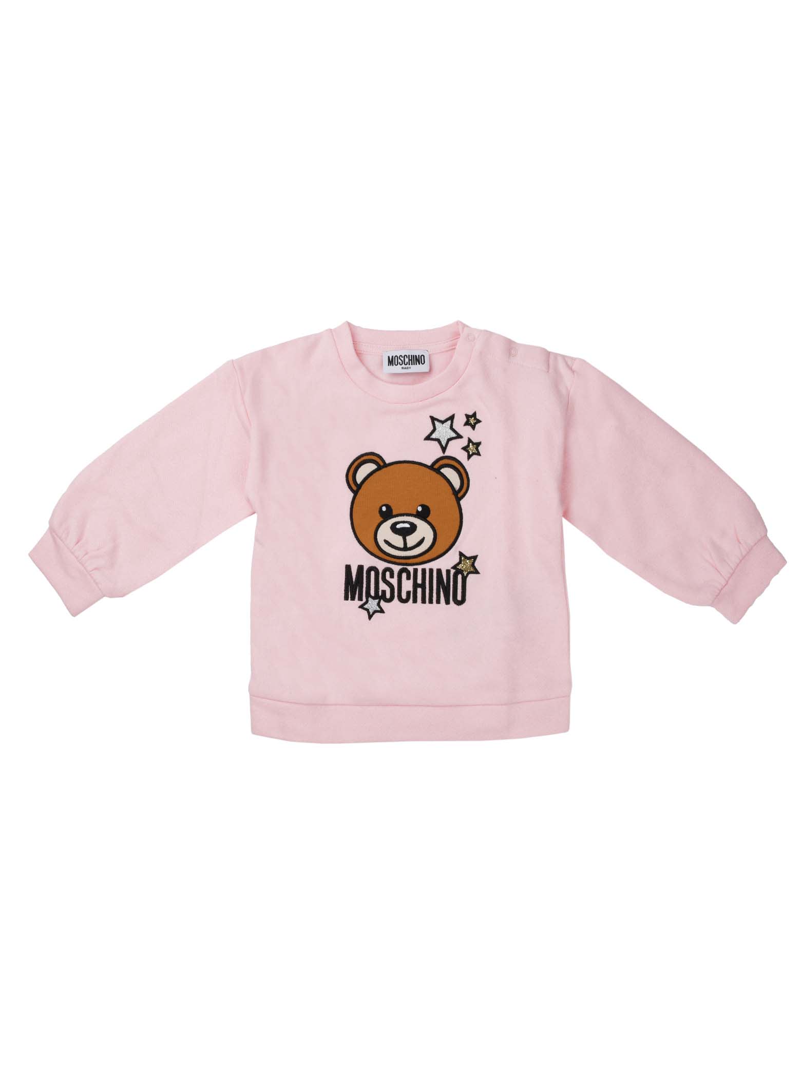 Moschino Pink Crew Neck Sweatshirt With Bear