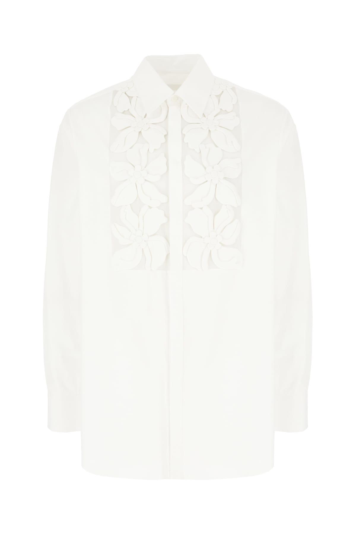 Shop Valentino White Poplin Shirt In Bianco