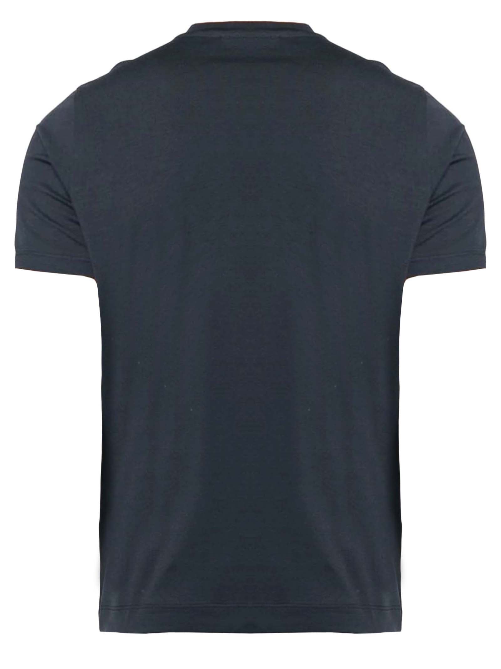 Shop Cruciani Navy Blue Stretch Cotton T-shirt