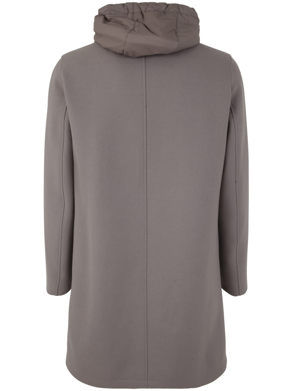 Shop Herno Long Coat With Hood In Dove Grey