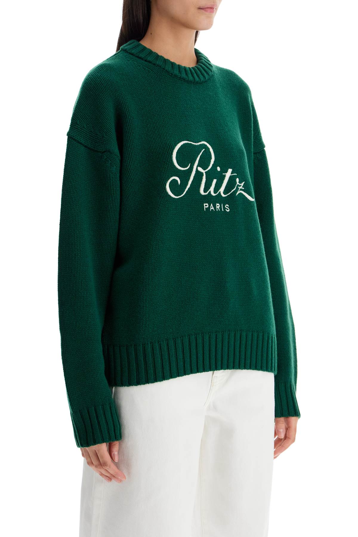 Shop Frame Cashmere Pullover With Ritz Paris  In Hunter Green (green)