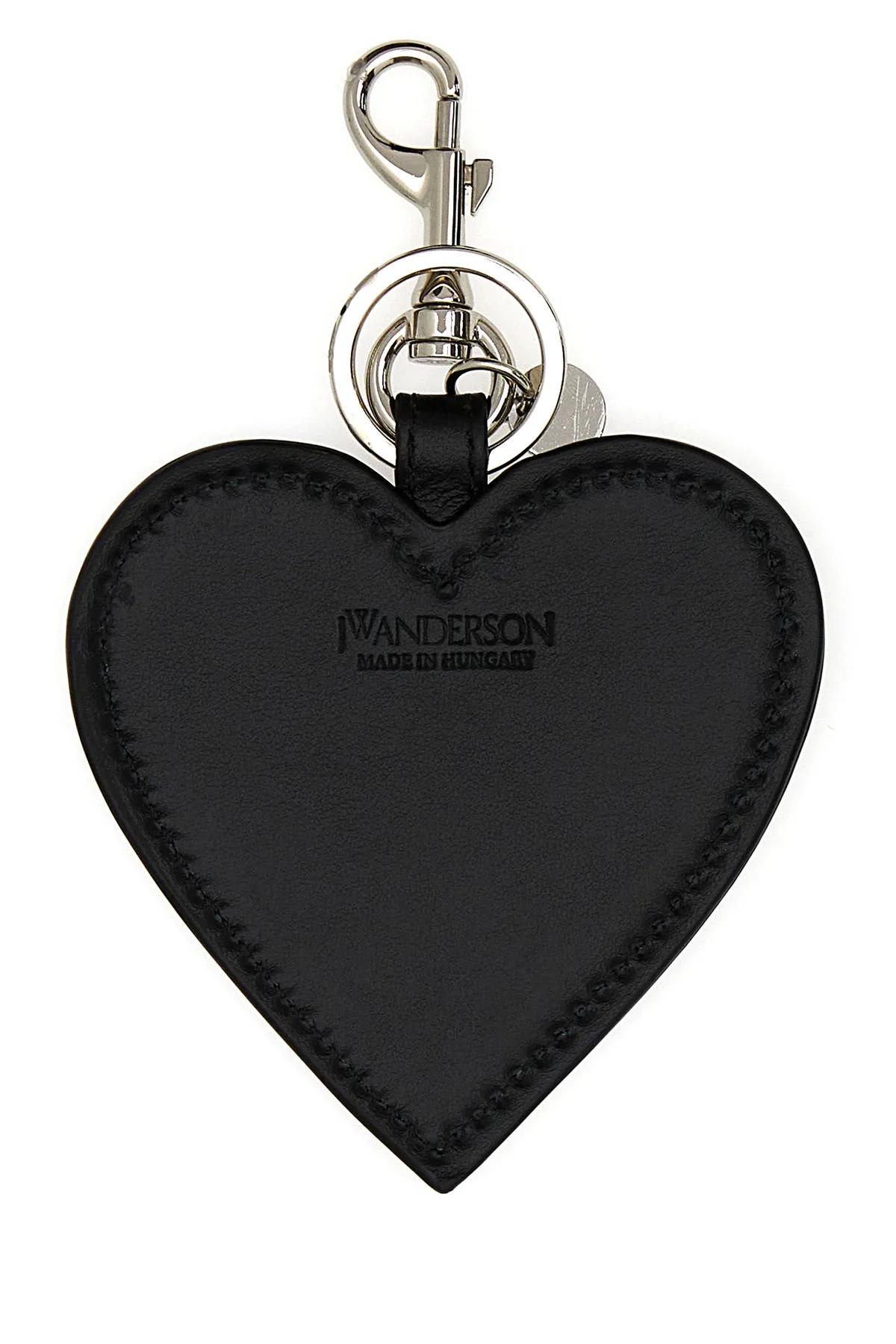 JW Anderson Heart-Shaped Leather Keyring - Black