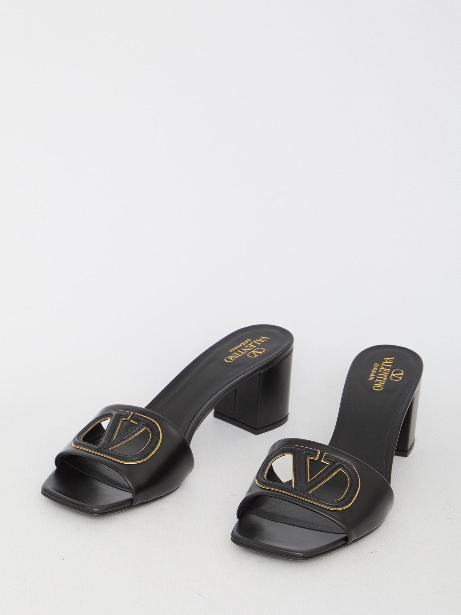 Shop Valentino Slide Vlogo Signature Sandals In Black
