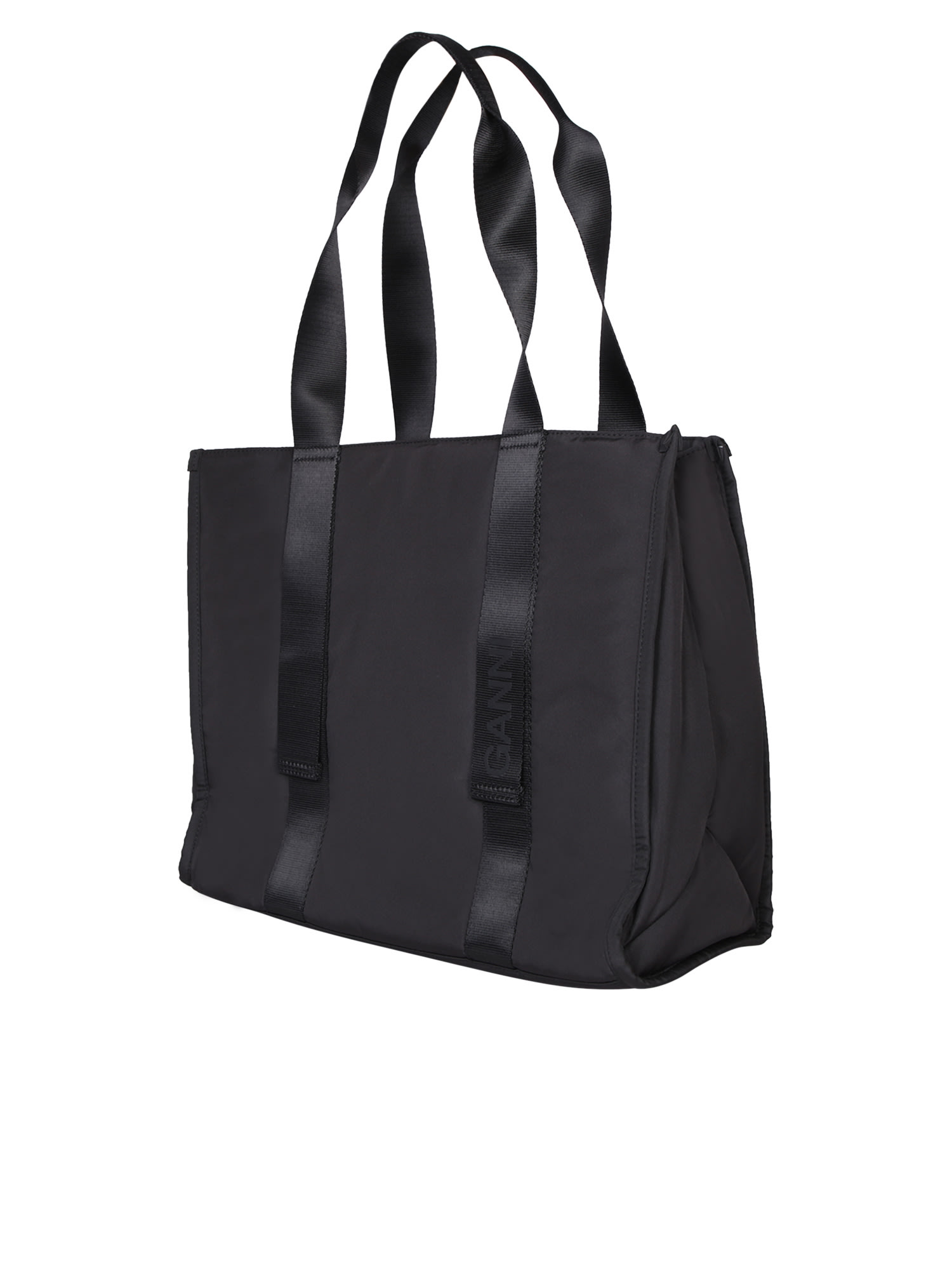 Shop Ganni Medium Black Tote Bag