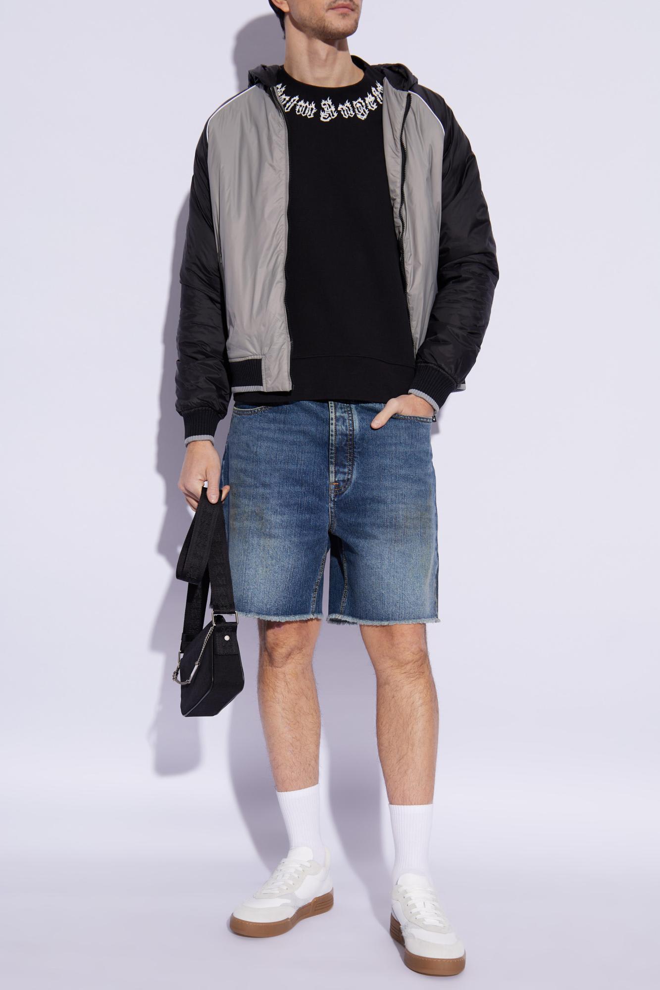 Palm Angels Hooded Jacket In Grigio