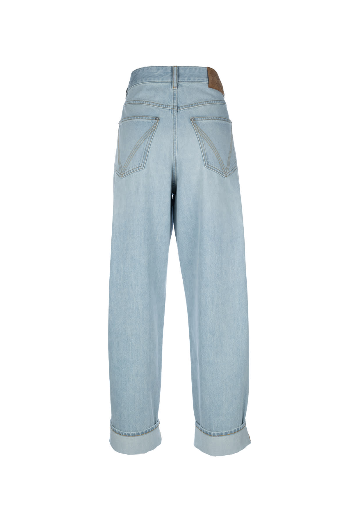 Bottega Veneta Extra Bleached Turned Up Jeans In Light Blu