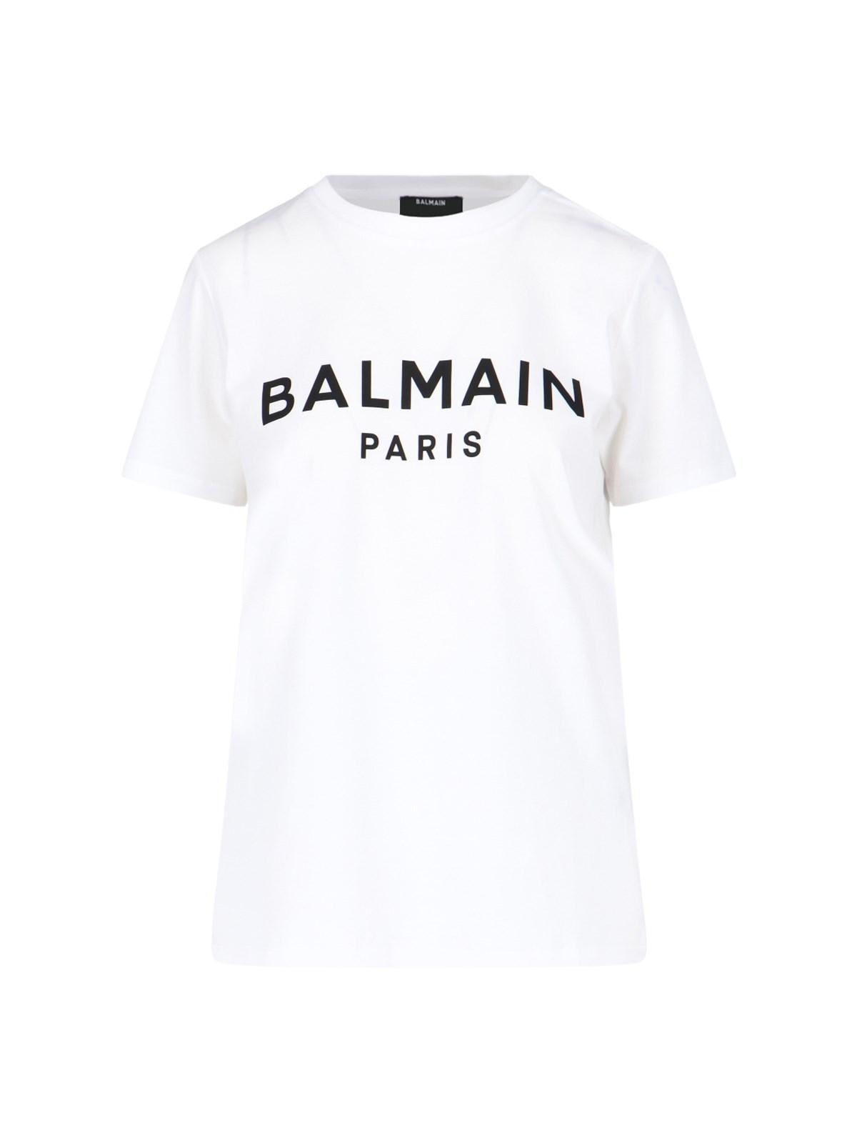 Shop Balmain Logo Buttons T-shirt In White