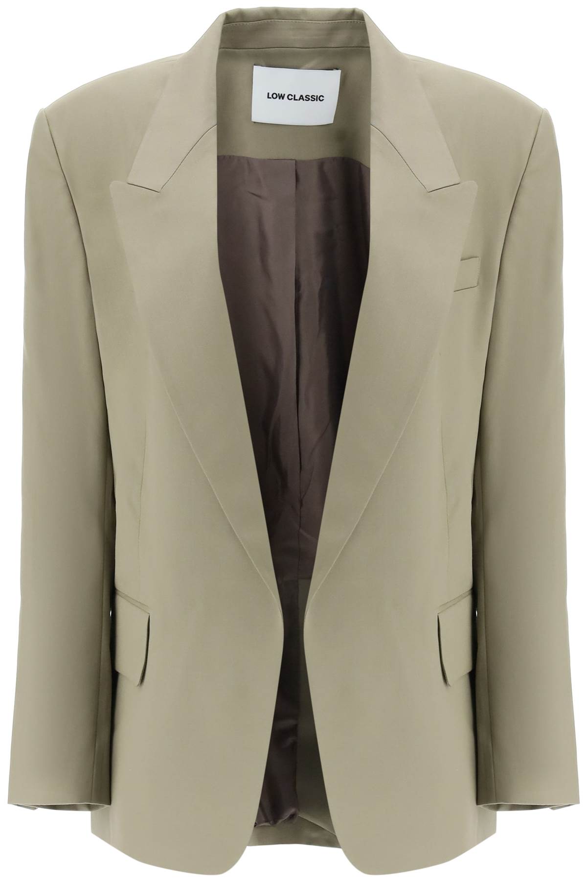Low Classic Wool Blazer With Back Slit In Khaki Beige (khaki)