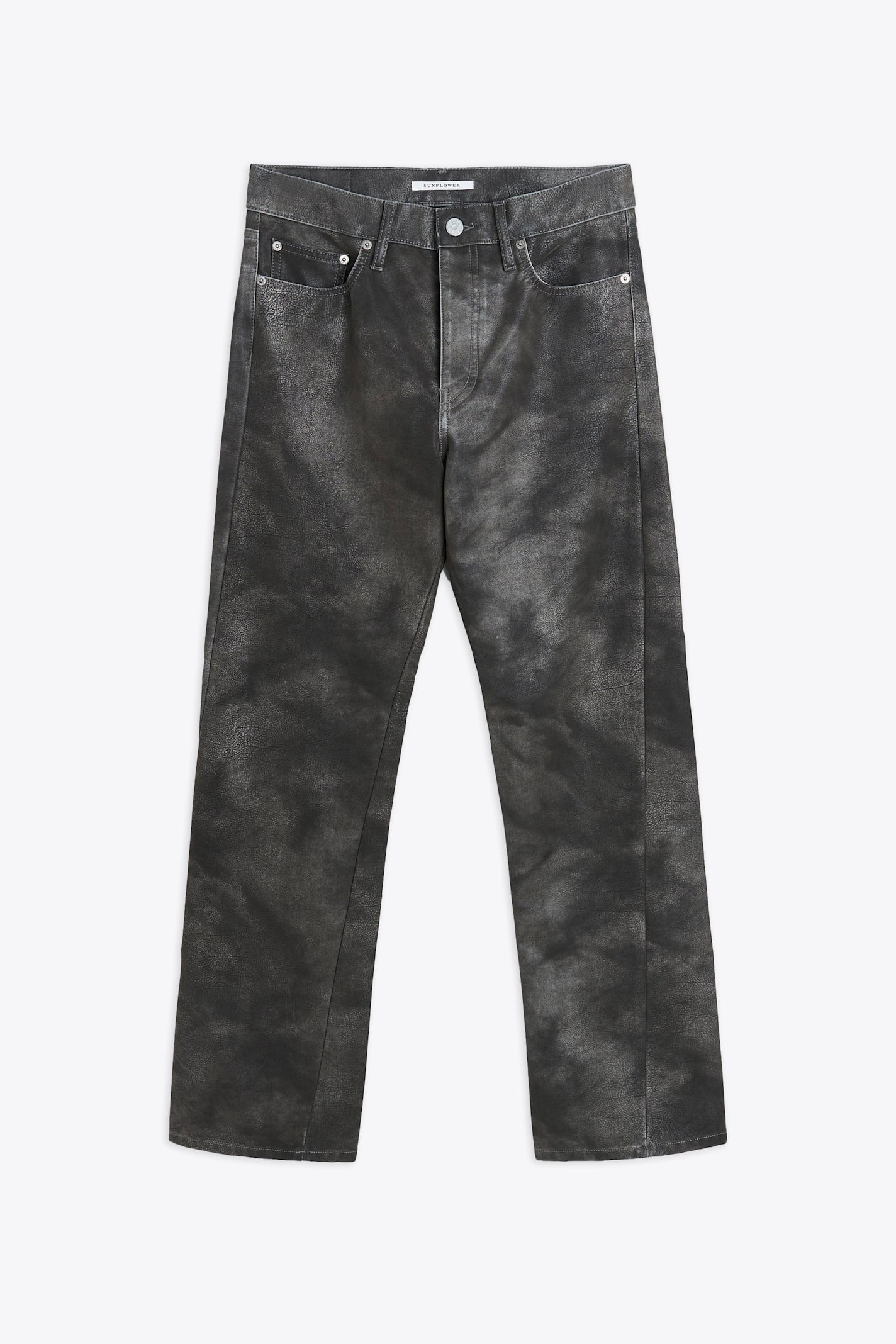 Straight Twist Charcoal grey faux leather 5 pockets pant - Straight Twist