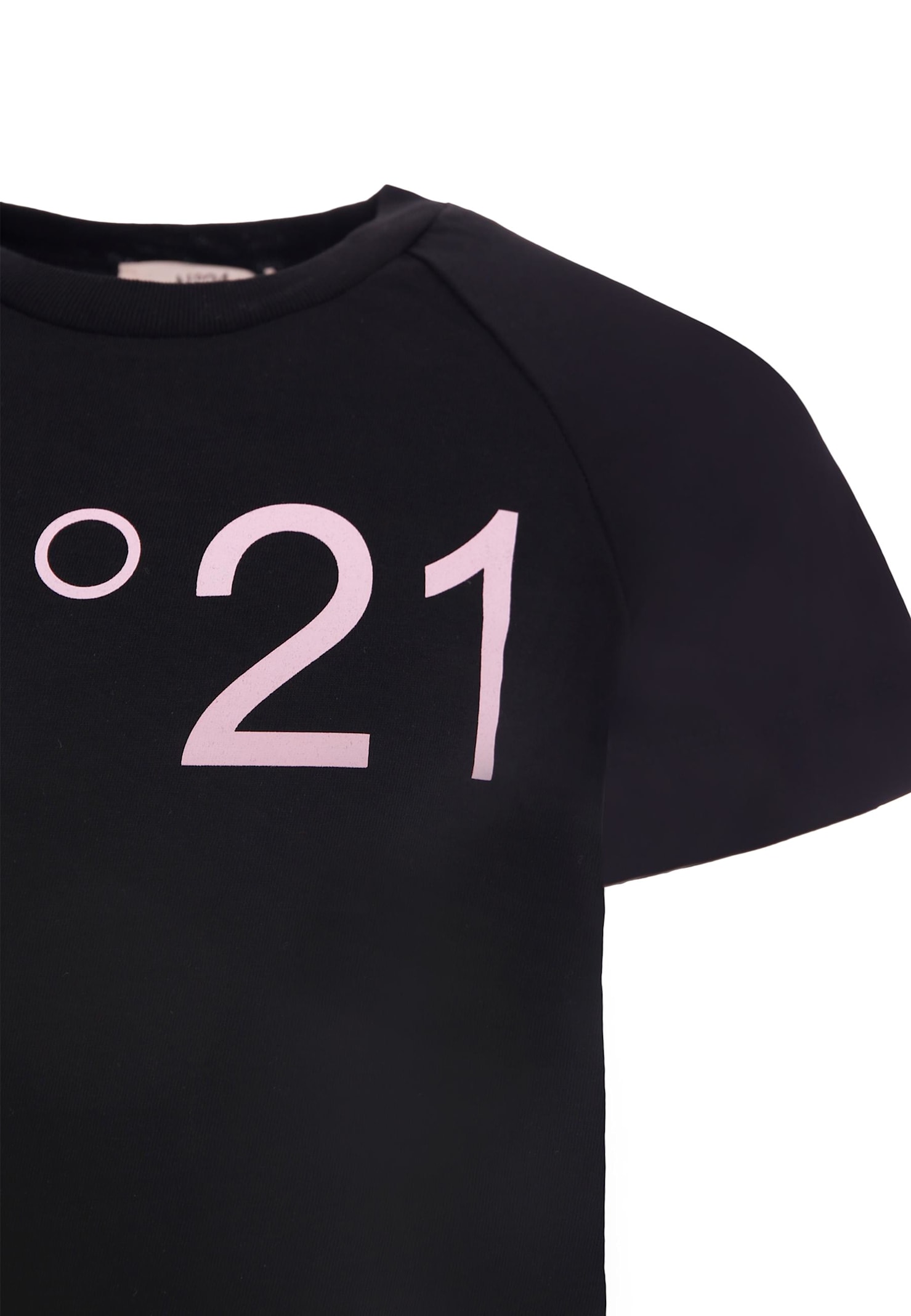 N°21 Black T-shirt For Girl With Logo In Black