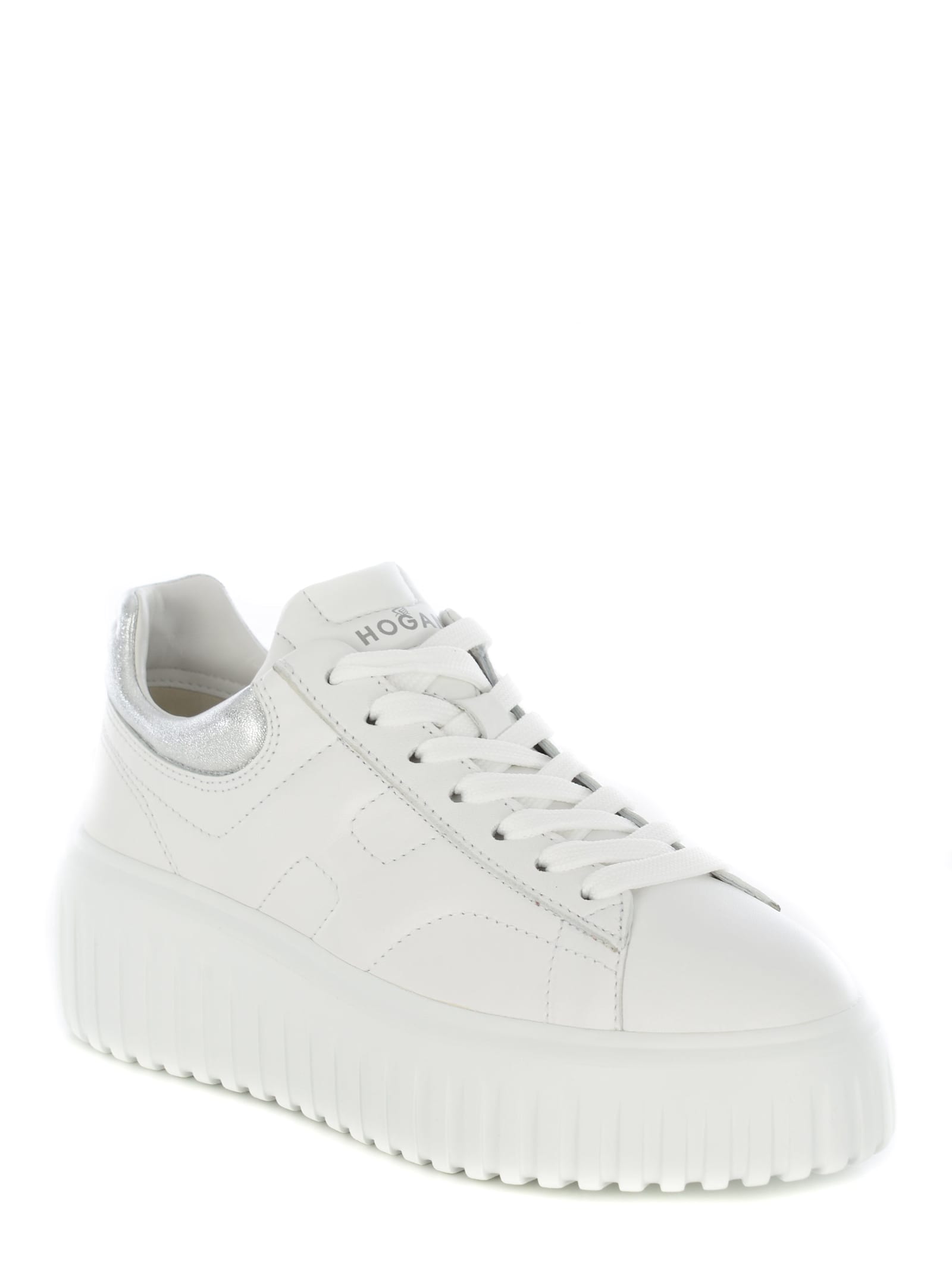 Shop Hogan Sneakers  H-stripes Made Of Smooth Leather In White