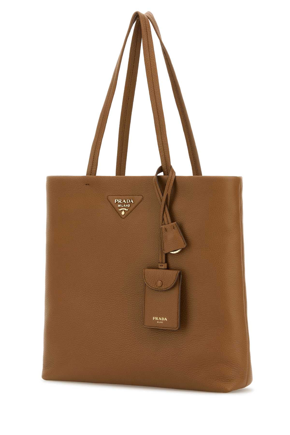 Prada Tote Bag Leather Double Handles In Brown