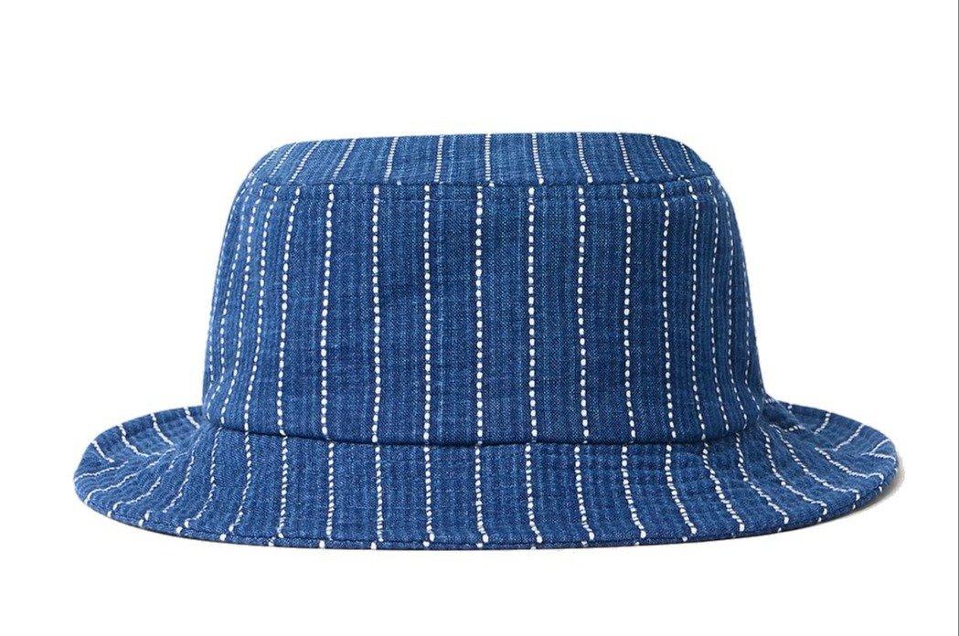 Shop Kenzo Logo Patch Stripe Detailed Bucket Hat In Blue