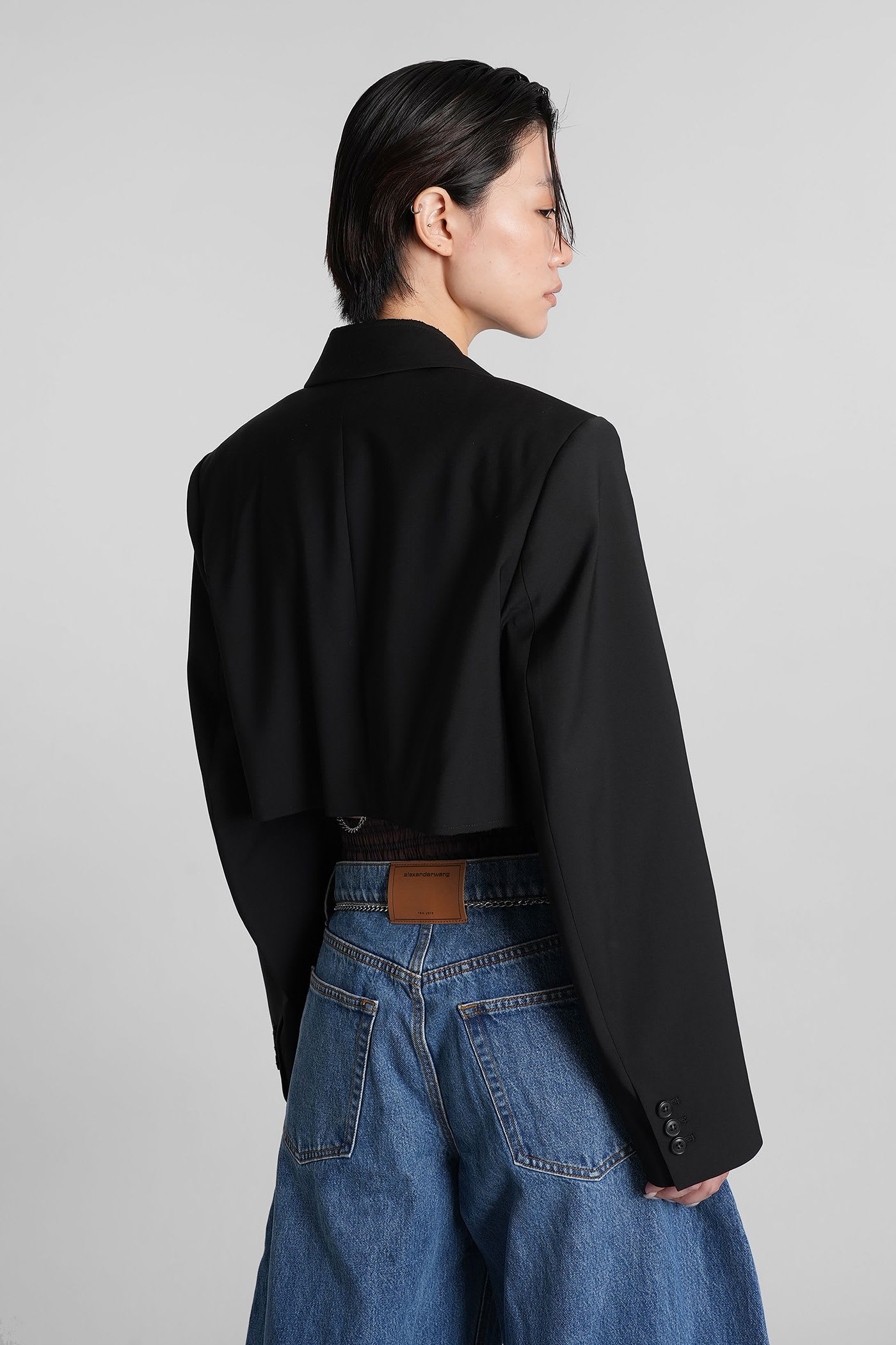 Alexander Wang Cropped Blazer With Chain In Black